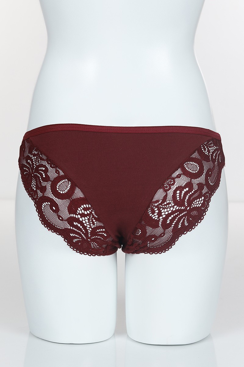 Bordo 4395 Bikini Arka Yan Bant Logo Baskılı Külot 102299 ModamızBir