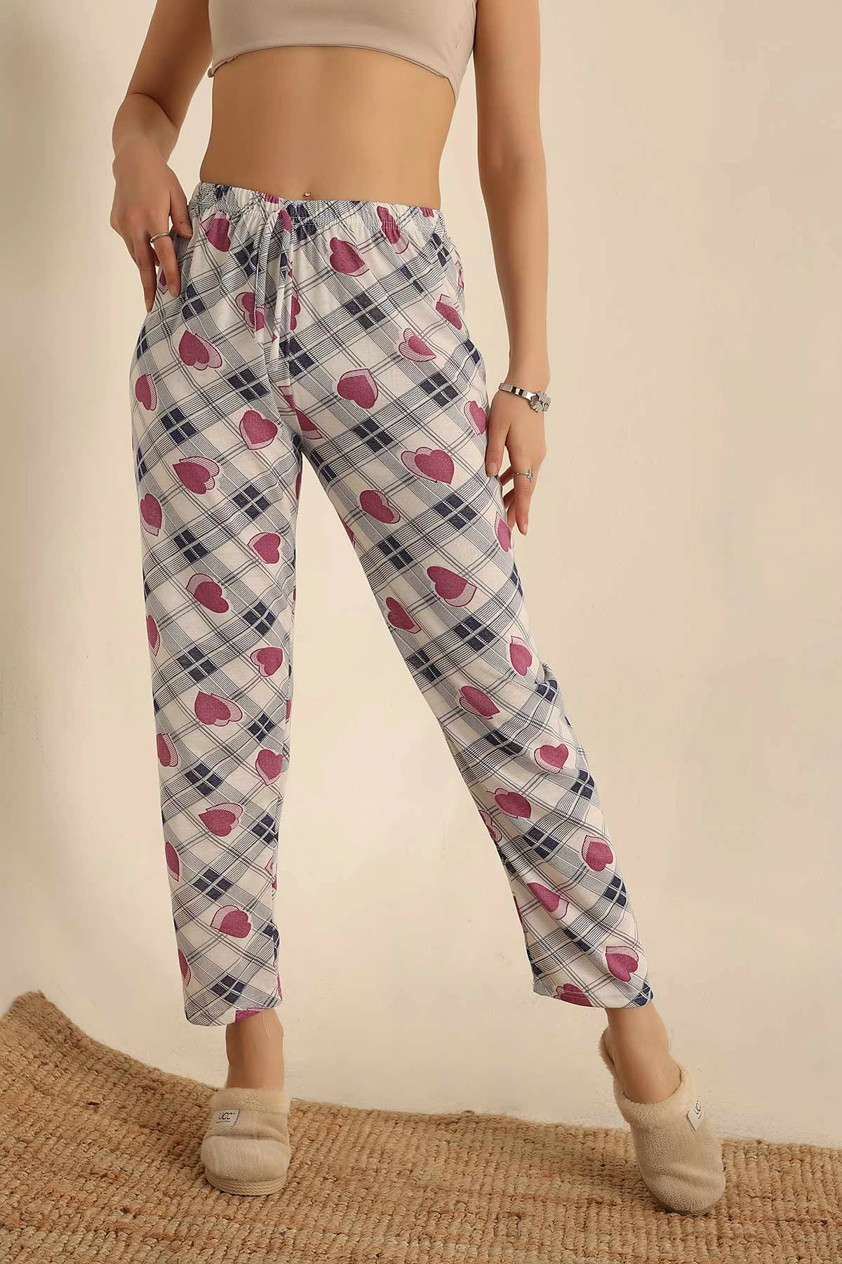 Lila Desenli Bayan Pijama Altı 241399 ModamızBir Modamizbir