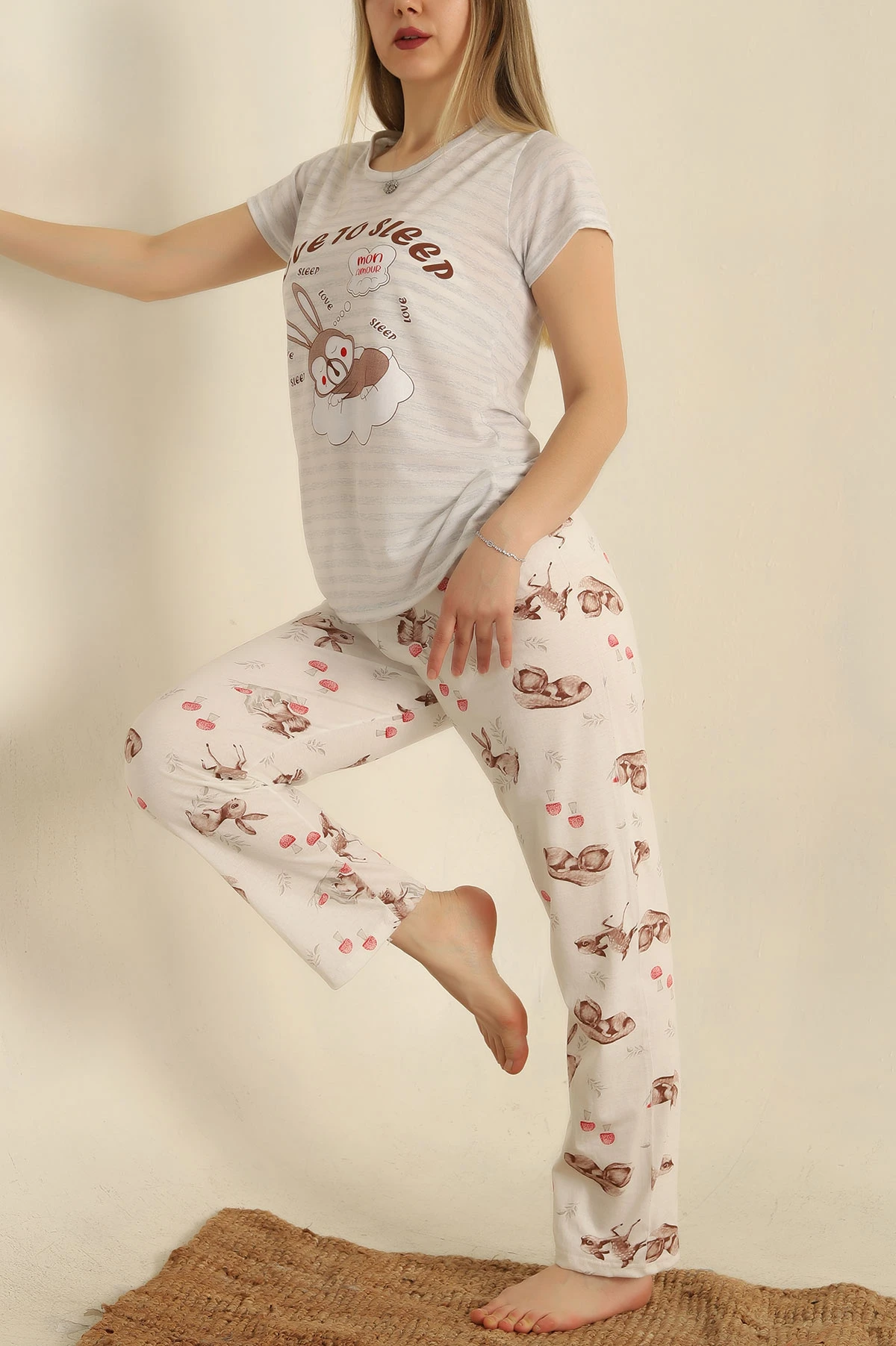 Renkli Baskılı Bayan Pijama Takımı 251582 ModamızBir Modamizbir