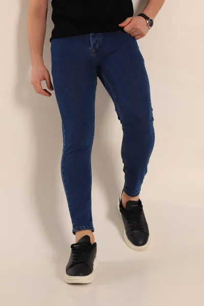 Koyu Mavi Slim Fit Likralı Erkek Kot Pantolon 260389 ModamızBir