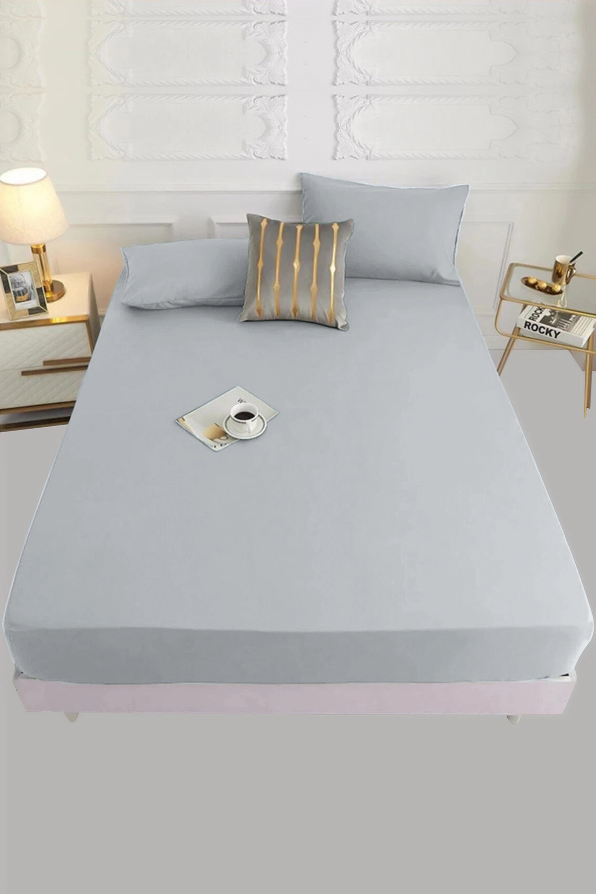 100x200 Gri Bella Home Tek Kişilik Ranforce Lastik Çarşaf Seti 205363