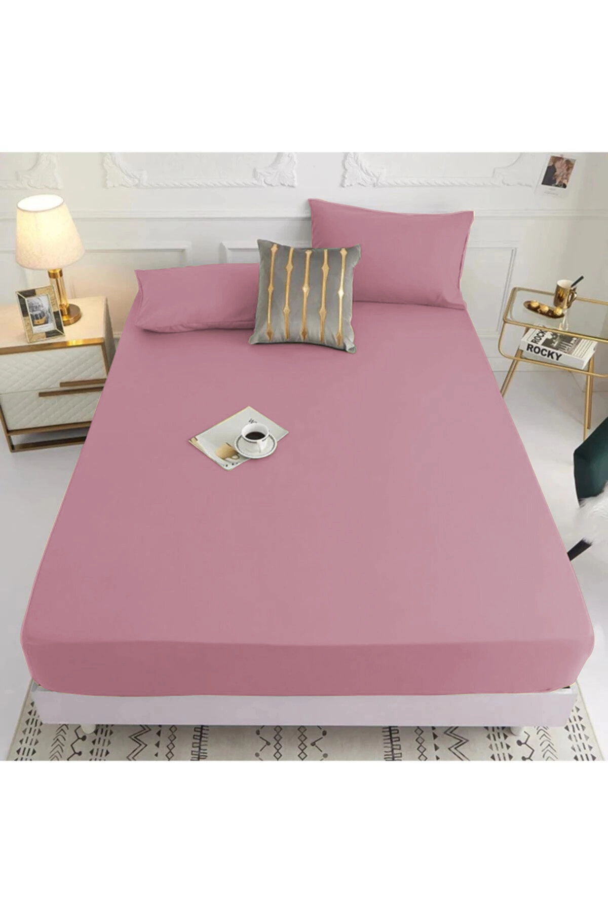 160x200 Açık Mürdüm Bella Home Ranforce Lastik Çarşaf Seti 205399