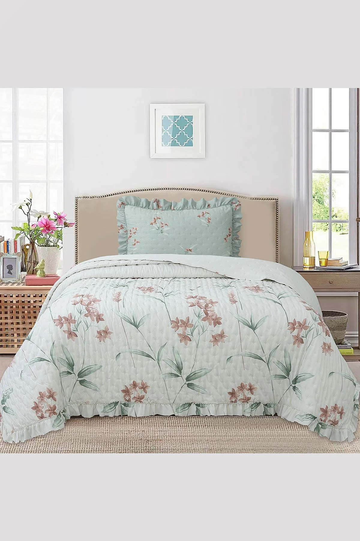 180x240 Cm Bella Home Tek Kişilik Breeze Desenli Yatak Örtüsü 395260