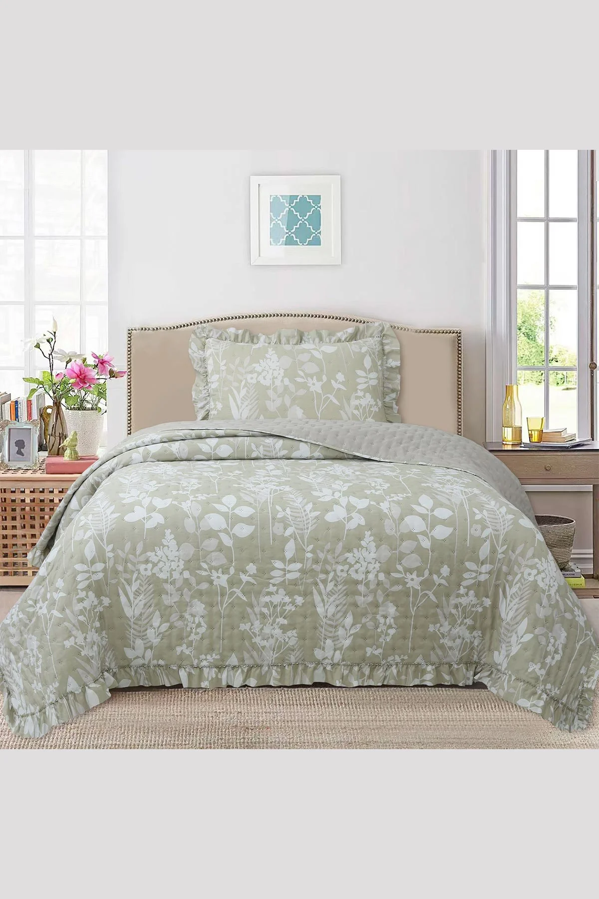 180x240 Cm Bella Home Tek Kişilik Breeze Desenli Yatak Örtüsü 395263