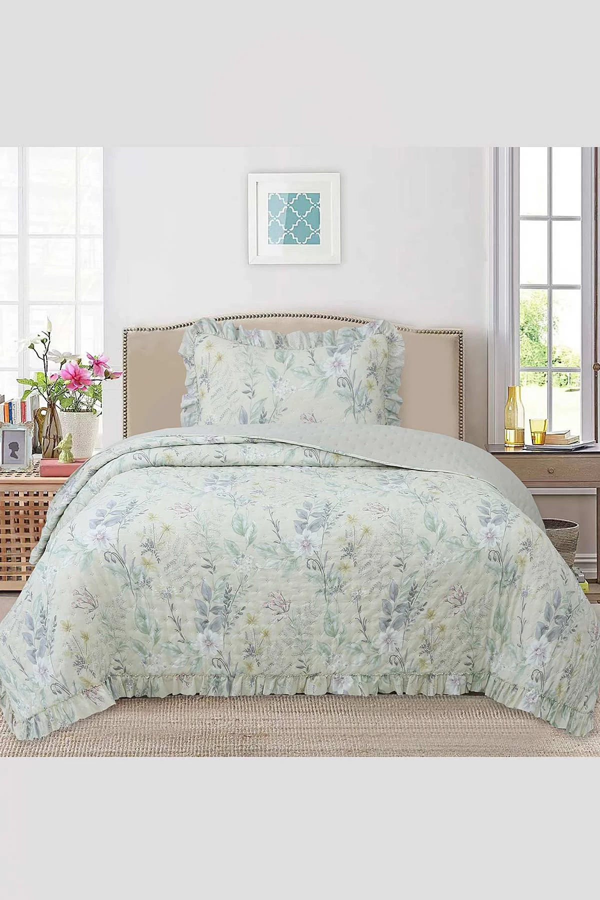 180x240 Cm Bella Home Tek Kişilik Breeze Desenli Yatak Örtüsü 395267