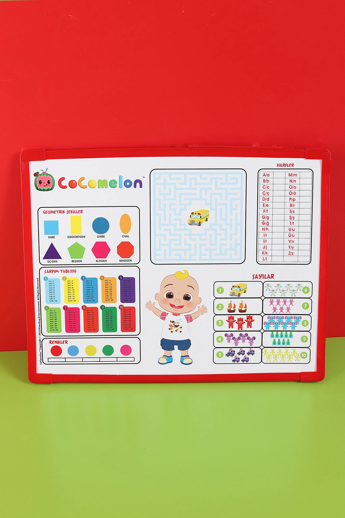 40x30 cm Kırmızı Cocomelon Abaküslü Yazı Tahtası 283097