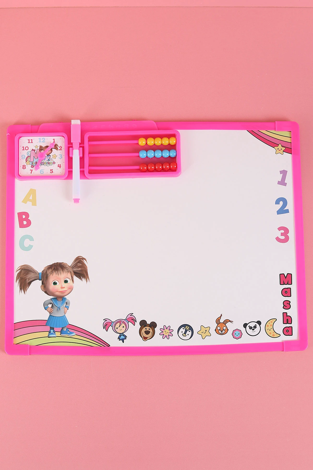 40x30 cm Pembe Maşa İle Koca Ayı Abaküslü Yazı Tahtası 287410