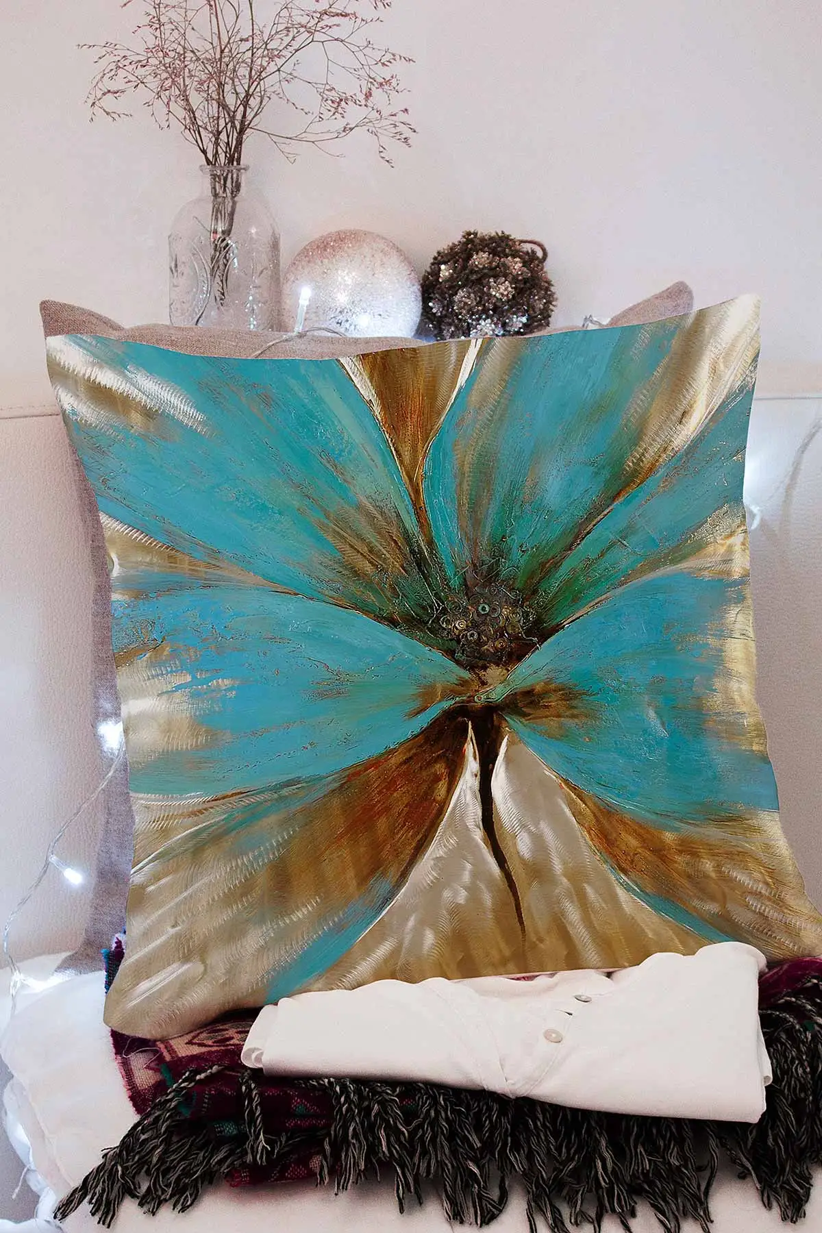 43x43 Dijital Baskılı Fermuarlı Modern Kırlent Kılıfı 308655