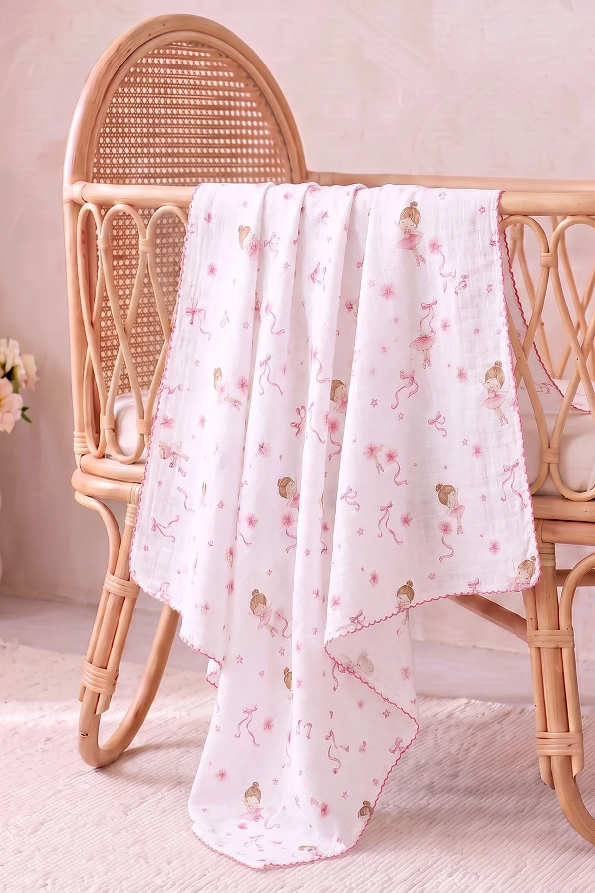 (80*90 cm) Kenarı Oyalı Tek Kat Karışık Desen Müslin Bebek Battaniye 488489