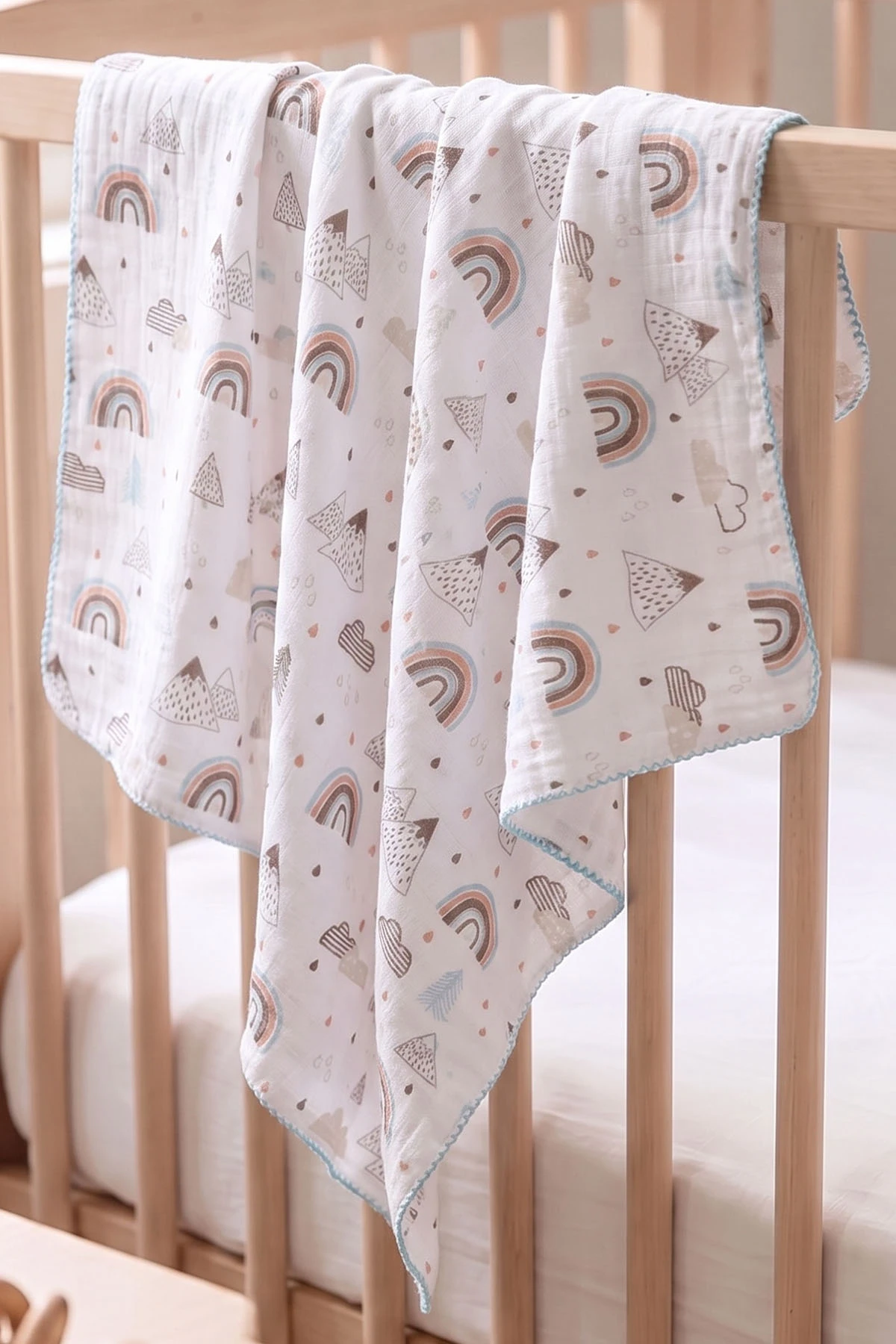 (80*90 cm) Kenarı Oyalı Tek Kat Karışık Desen Müslin Bebek Battaniye 488504
