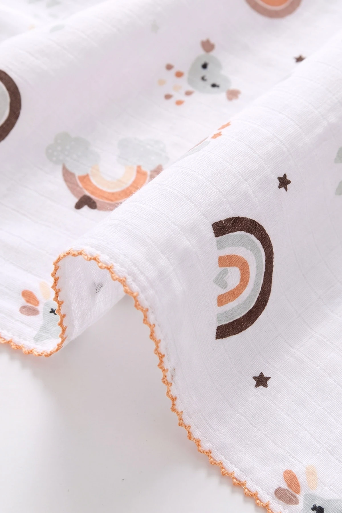 (80*90 cm) Kenarı Oyalı Tek Kat Karışık Desen Müslin Bebek Battaniye 488511