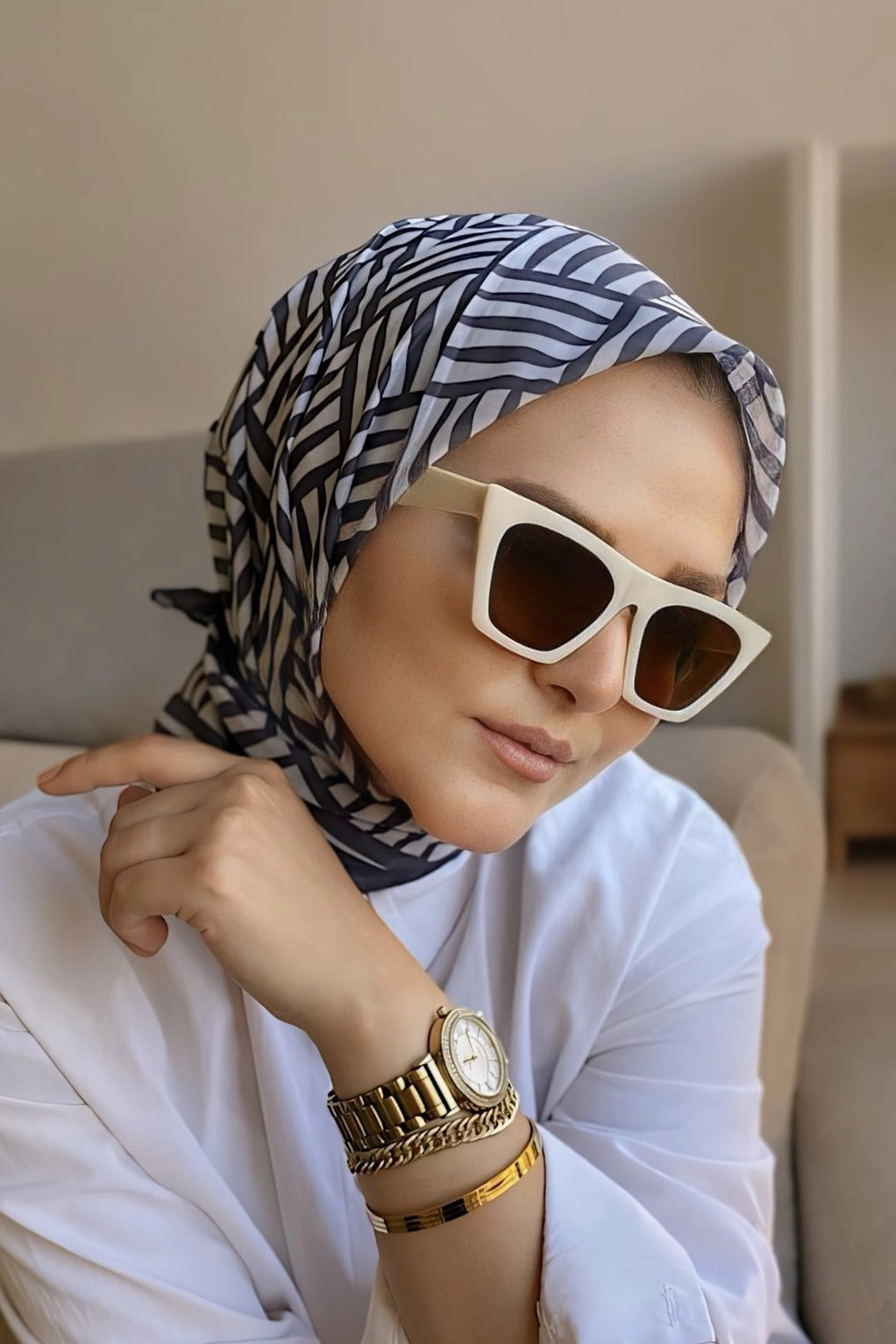 90x90 Baskılı El Dikimi Soft Eşarp 278539