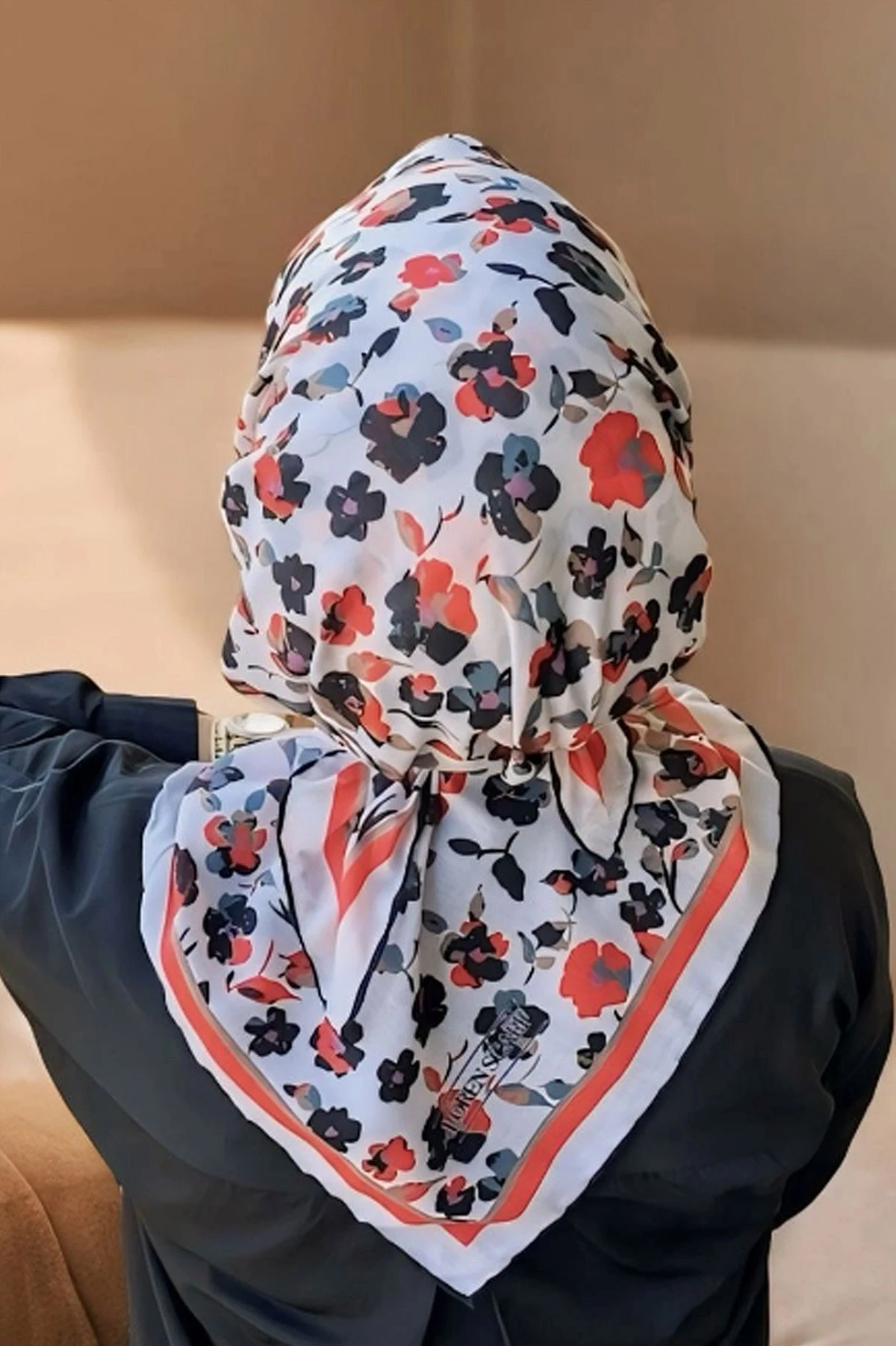 90x90 Baskılı El Dikimi Soft Eşarp 278543