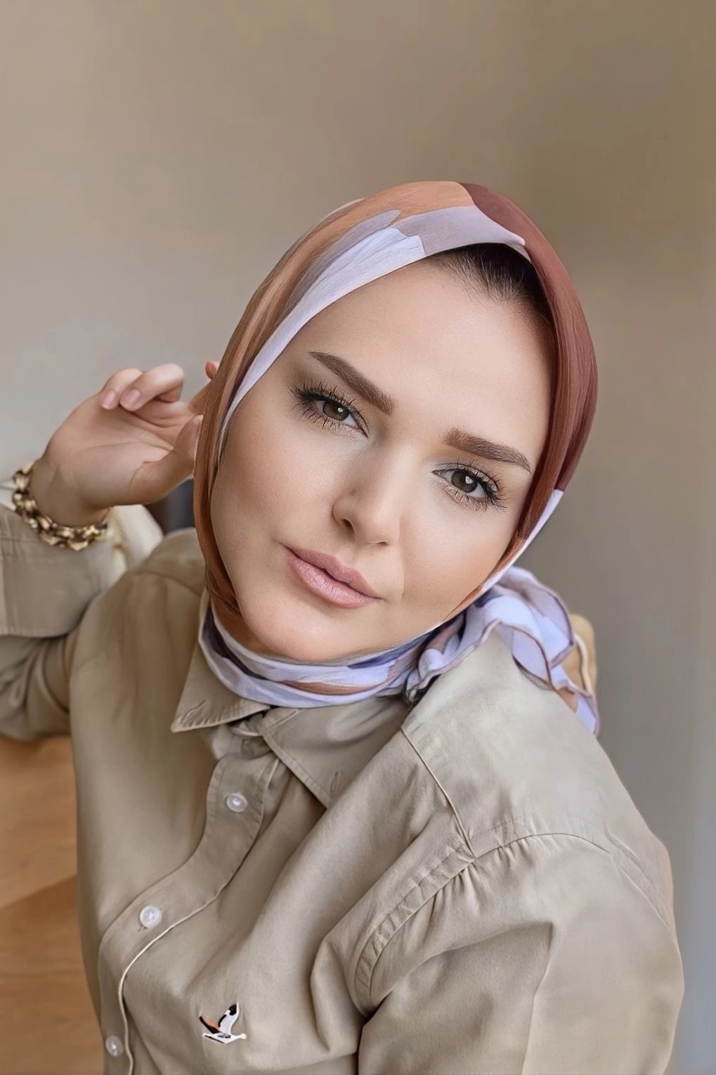 90x90 Baskılı El Dikimi Soft Eşarp 278546