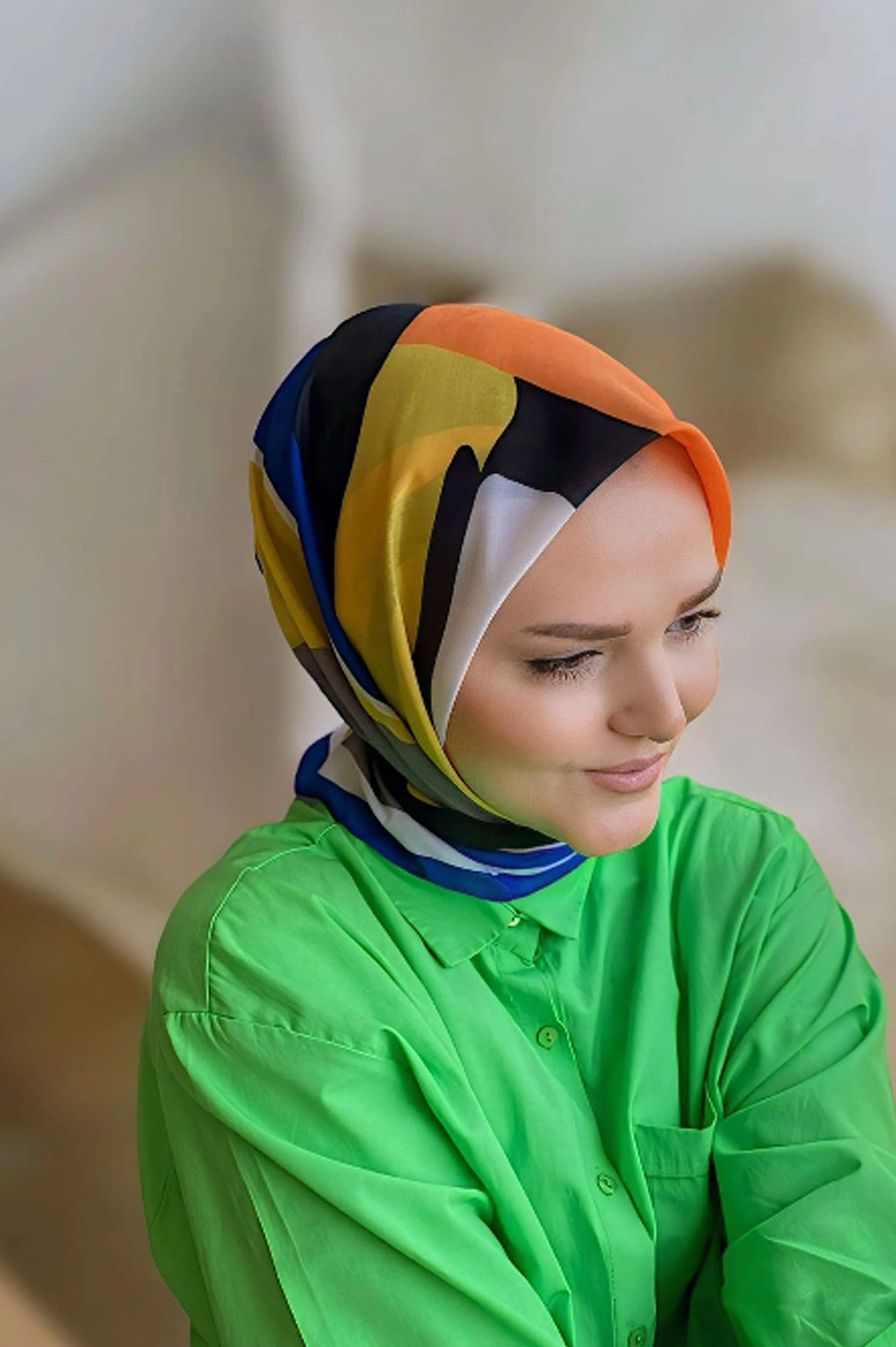 90x90 Baskılı El Dikimi Soft Eşarp 278548