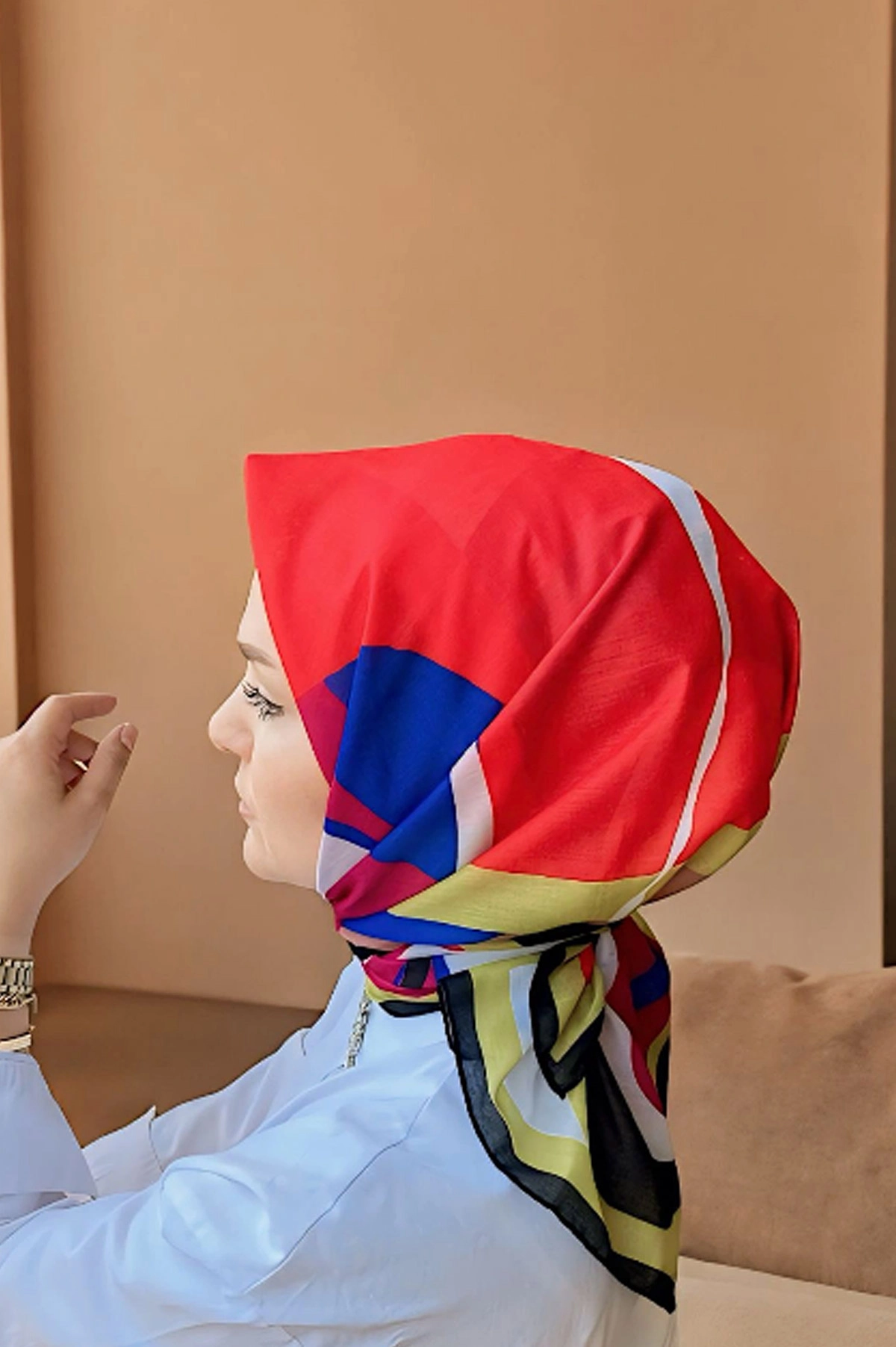 90x90 Baskılı El Dikimi Soft Eşarp 278549