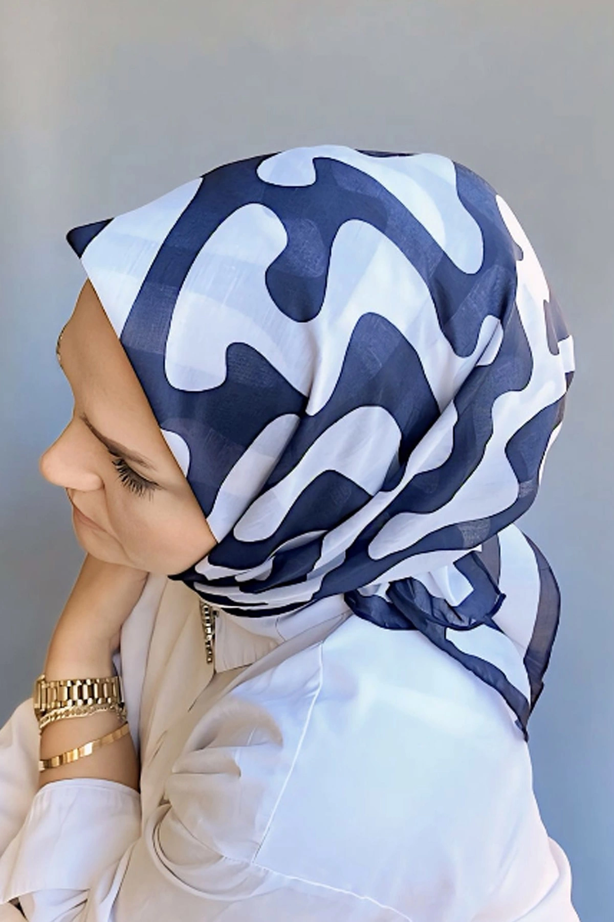 90x90 Baskılı El Dikimi Soft Eşarp 278553