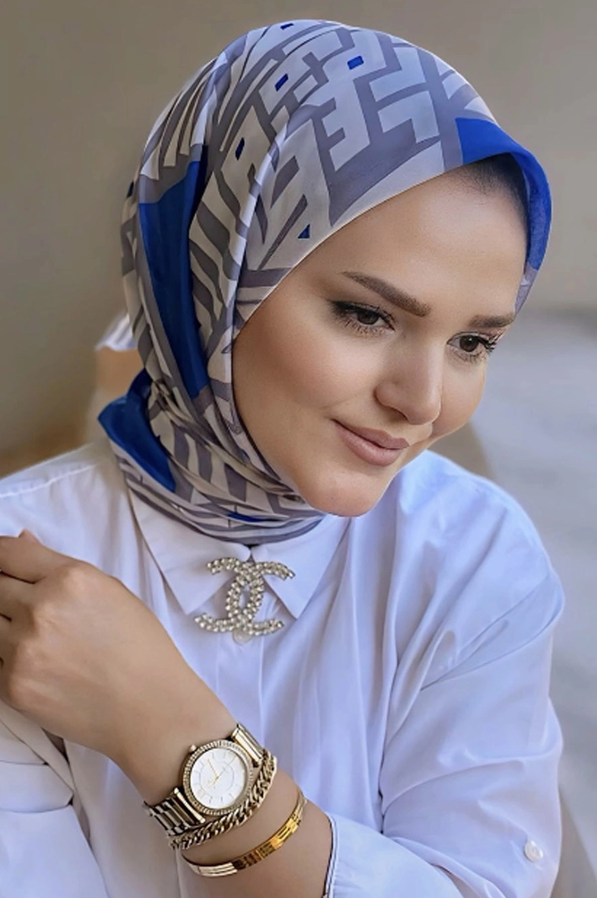 90x90 Baskılı El Dikimi Soft Eşarp 278556