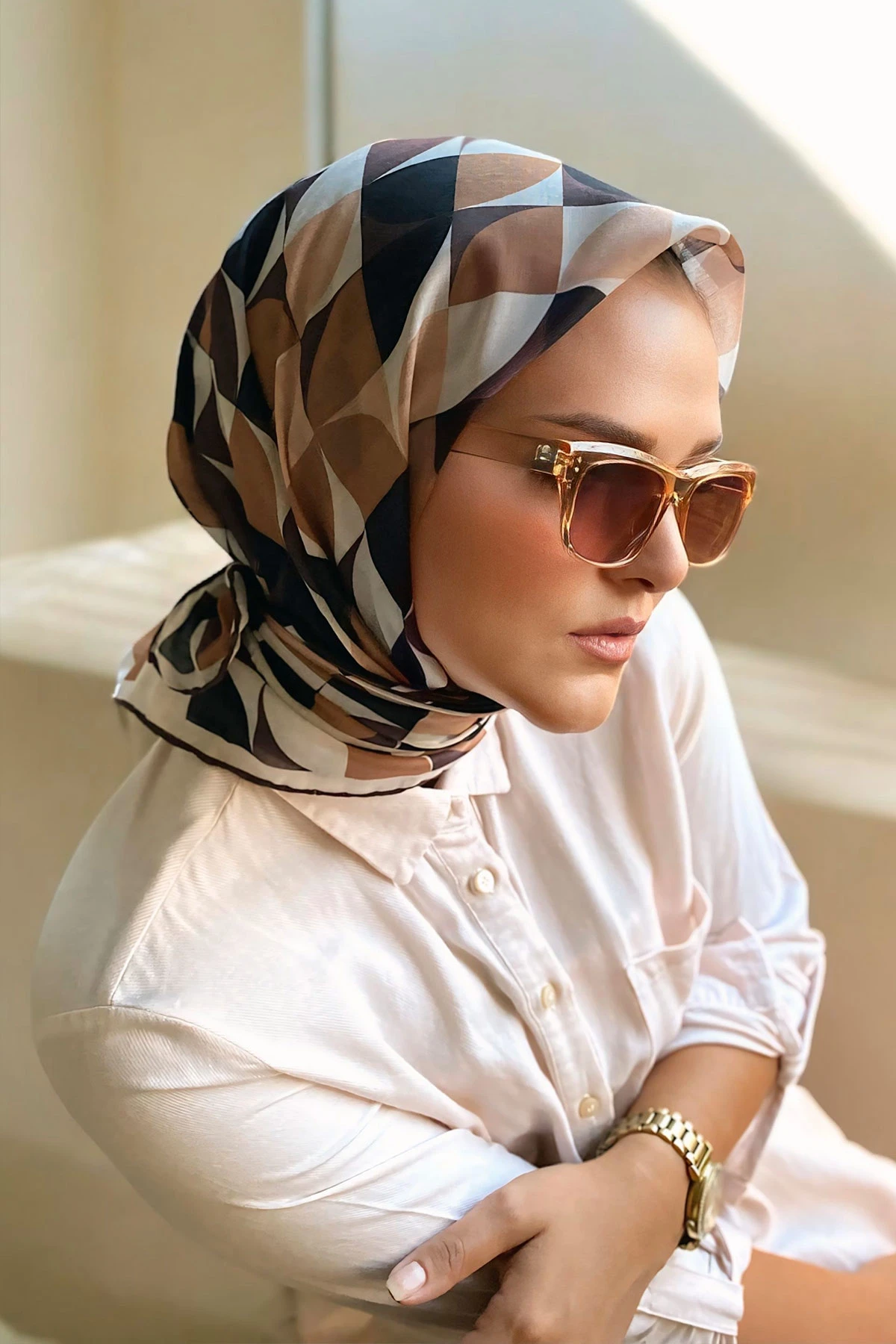 90x90 Baskılı El Dikimi Soft Eşarp 300831