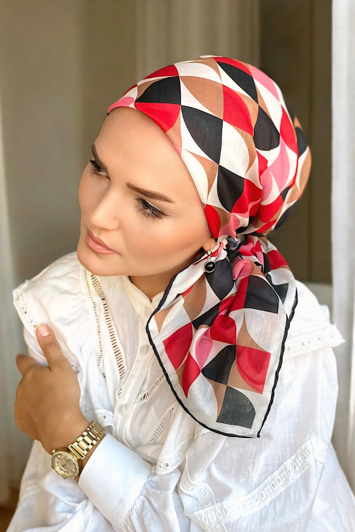 90x90 Baskılı El Dikimi Soft Eşarp 300838
