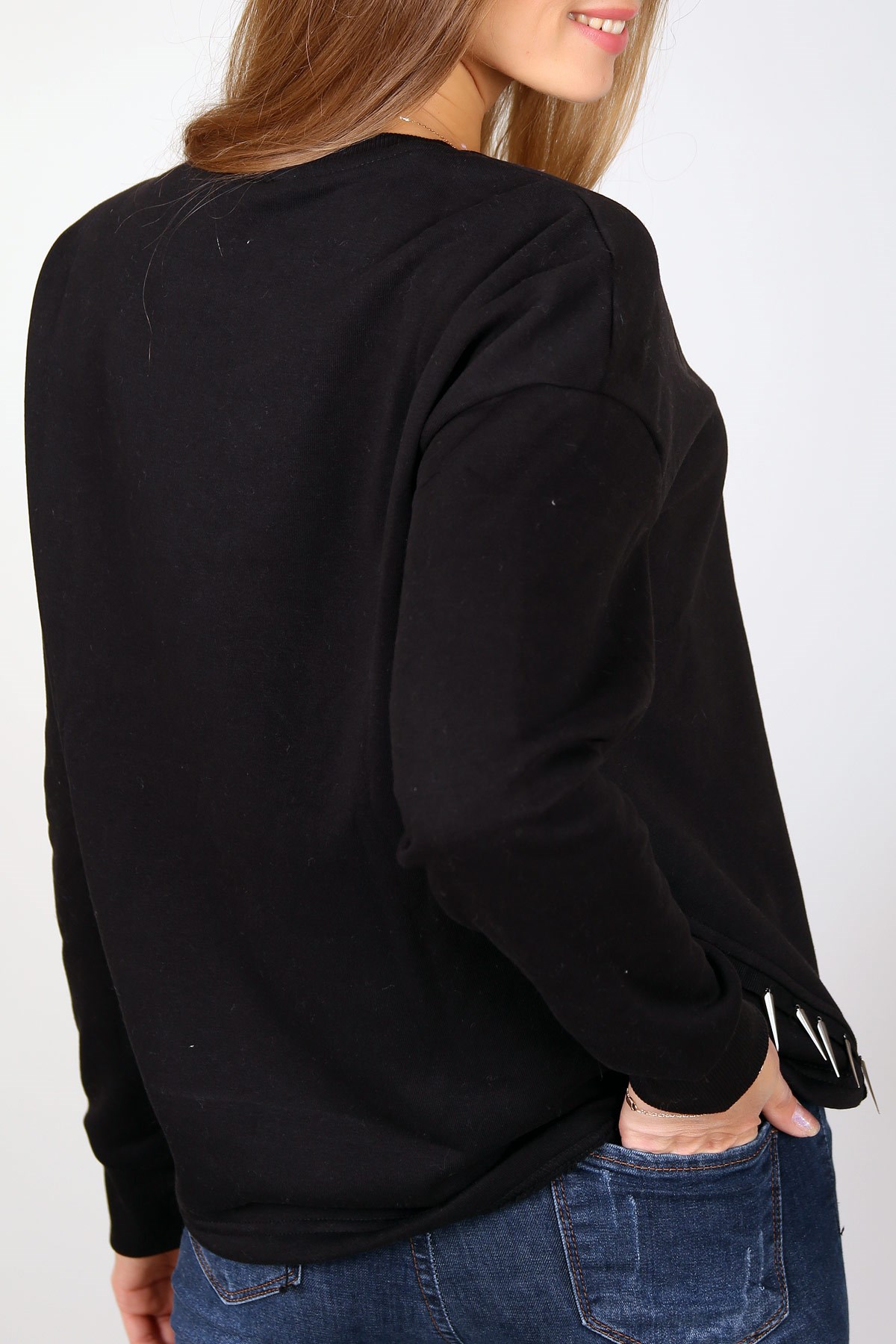 Bisiklet Yaka Siyah Sweat 4611B