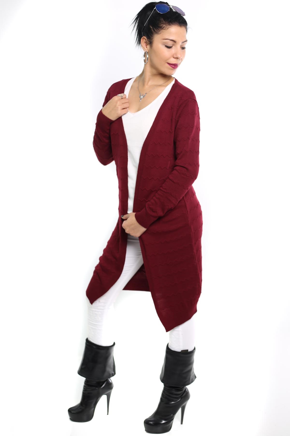 Bordo Triko Hırka  3989B