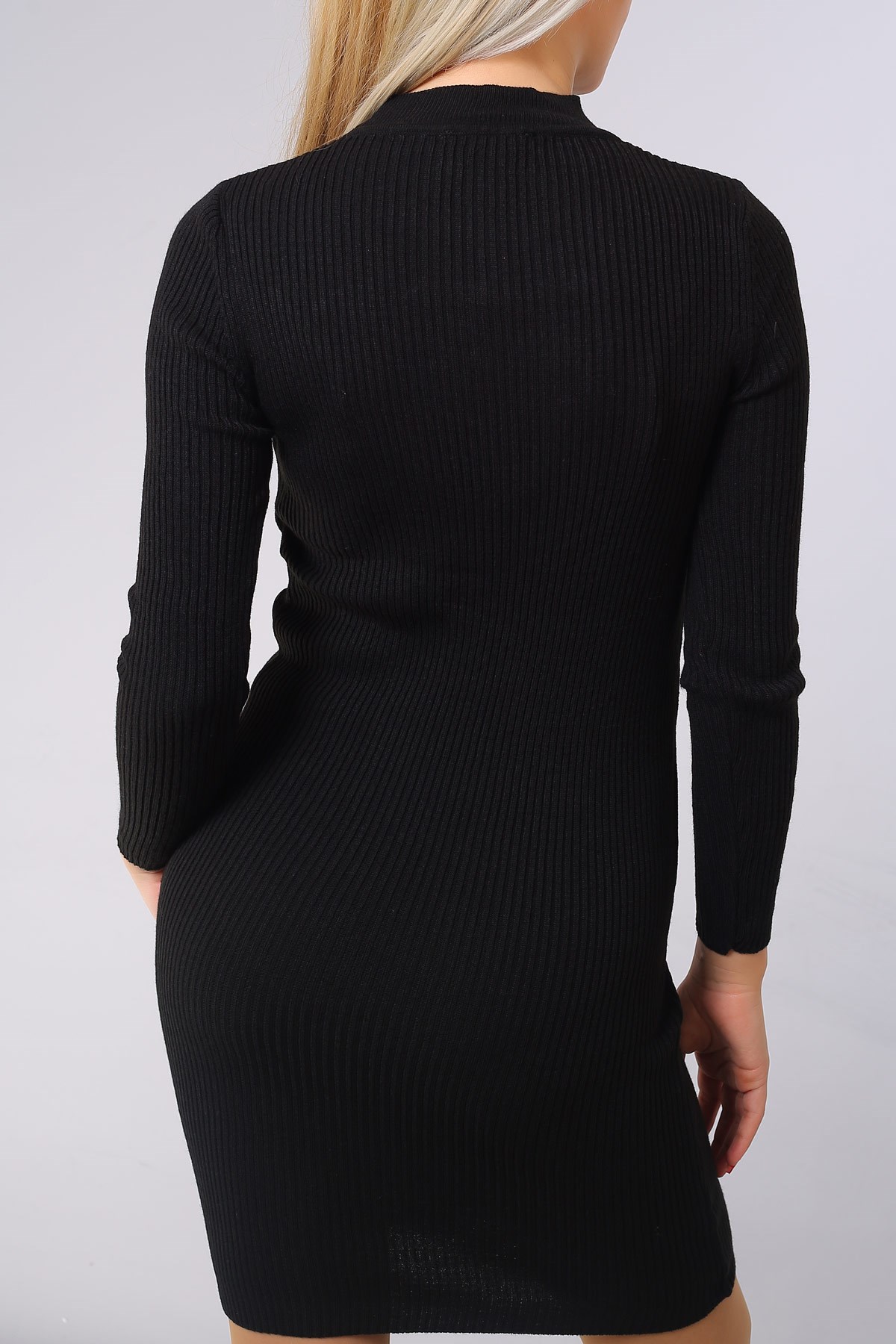 İnci Desen Siyah Triko Elbise 3135B