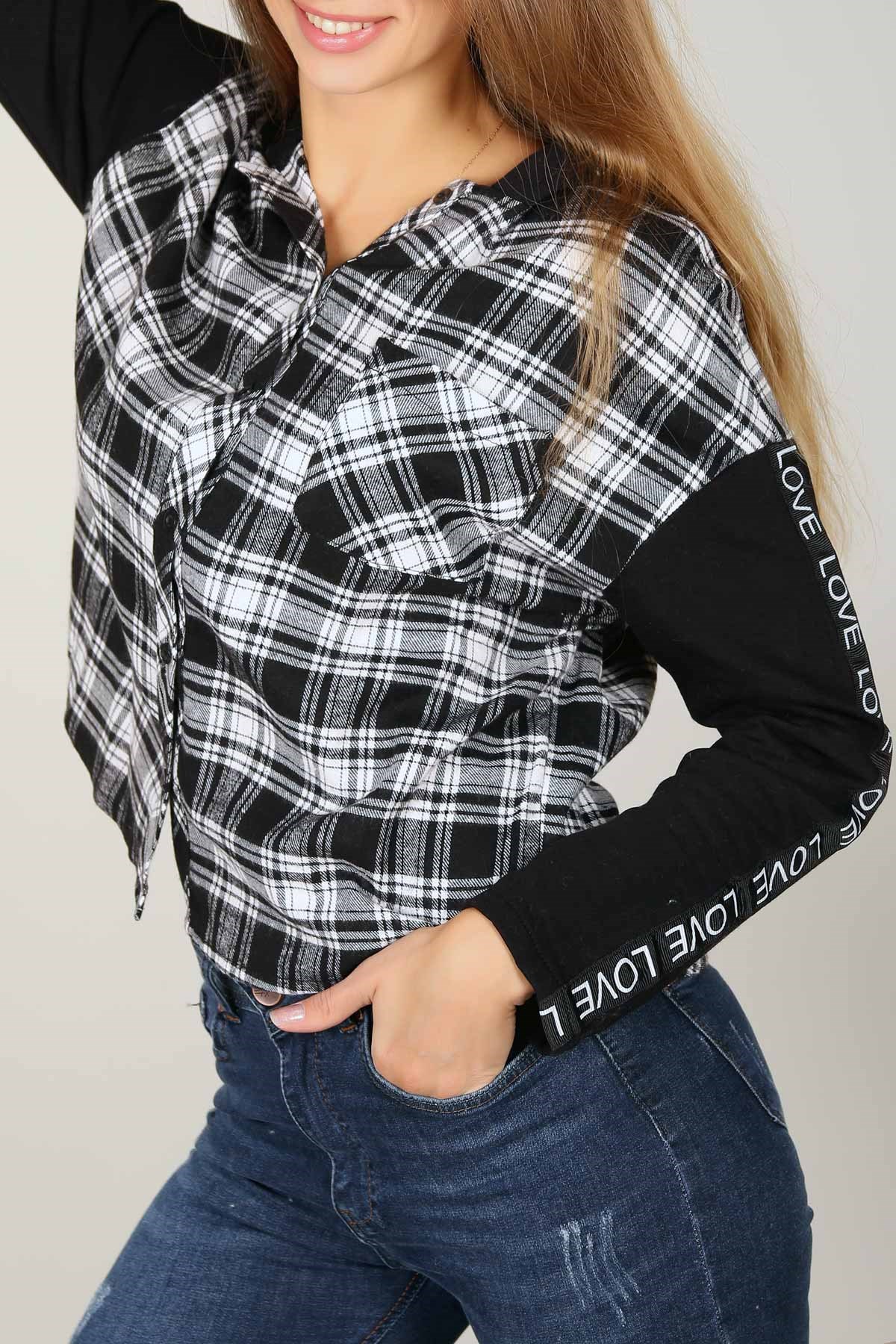 Kapşonlu Kare Desen Sweat 4614B
