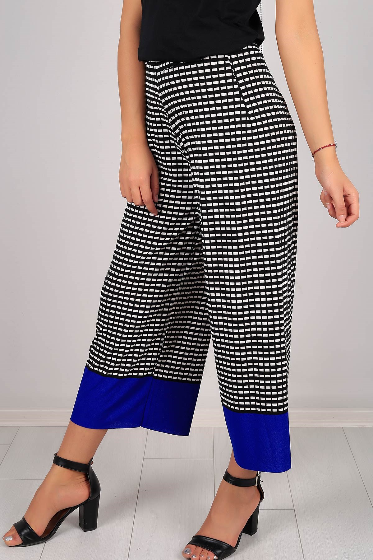Kare Desen Renkli Paça Bayan Pantolon 6038B