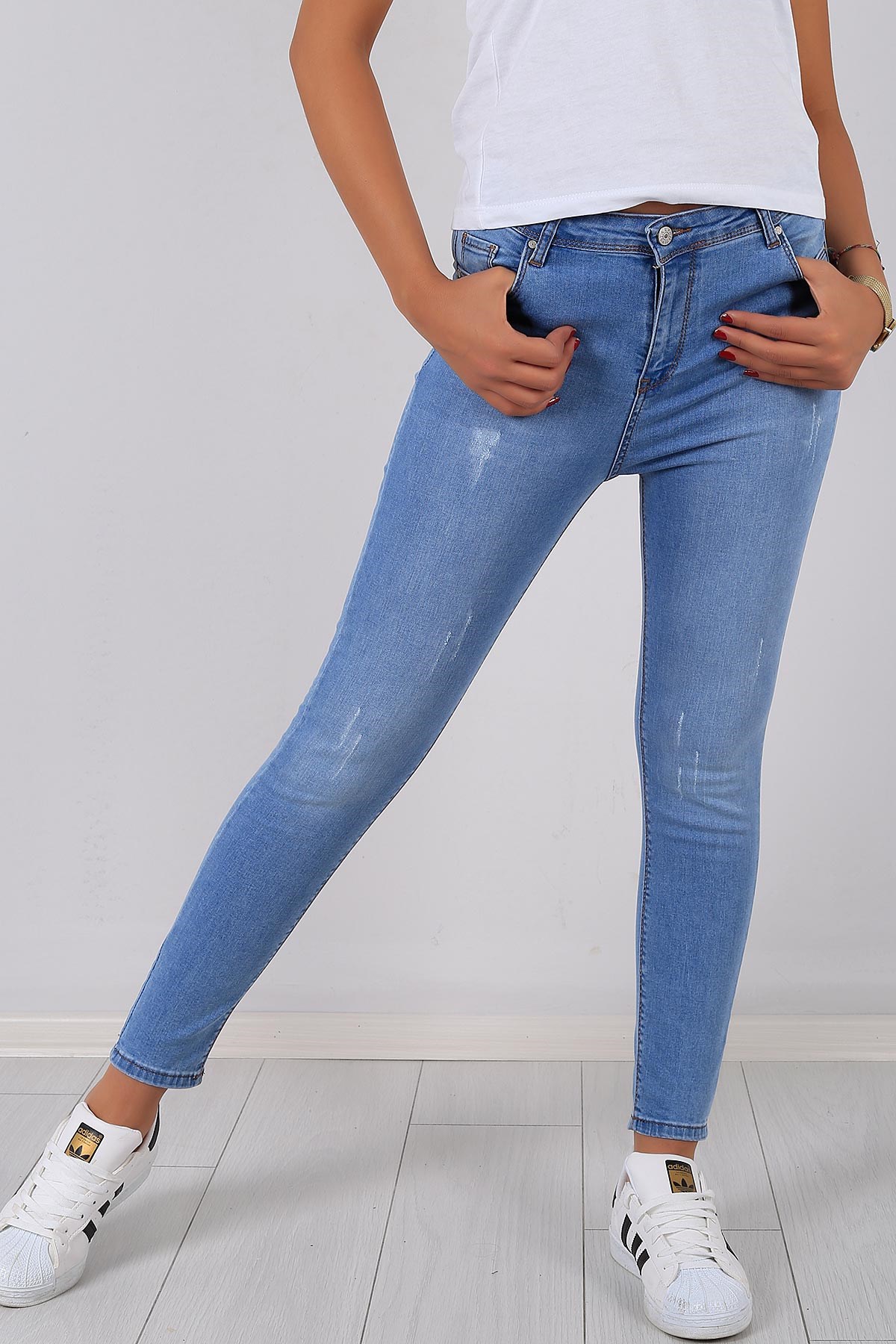 Likralı Bayan Kot Pantolon 5341B