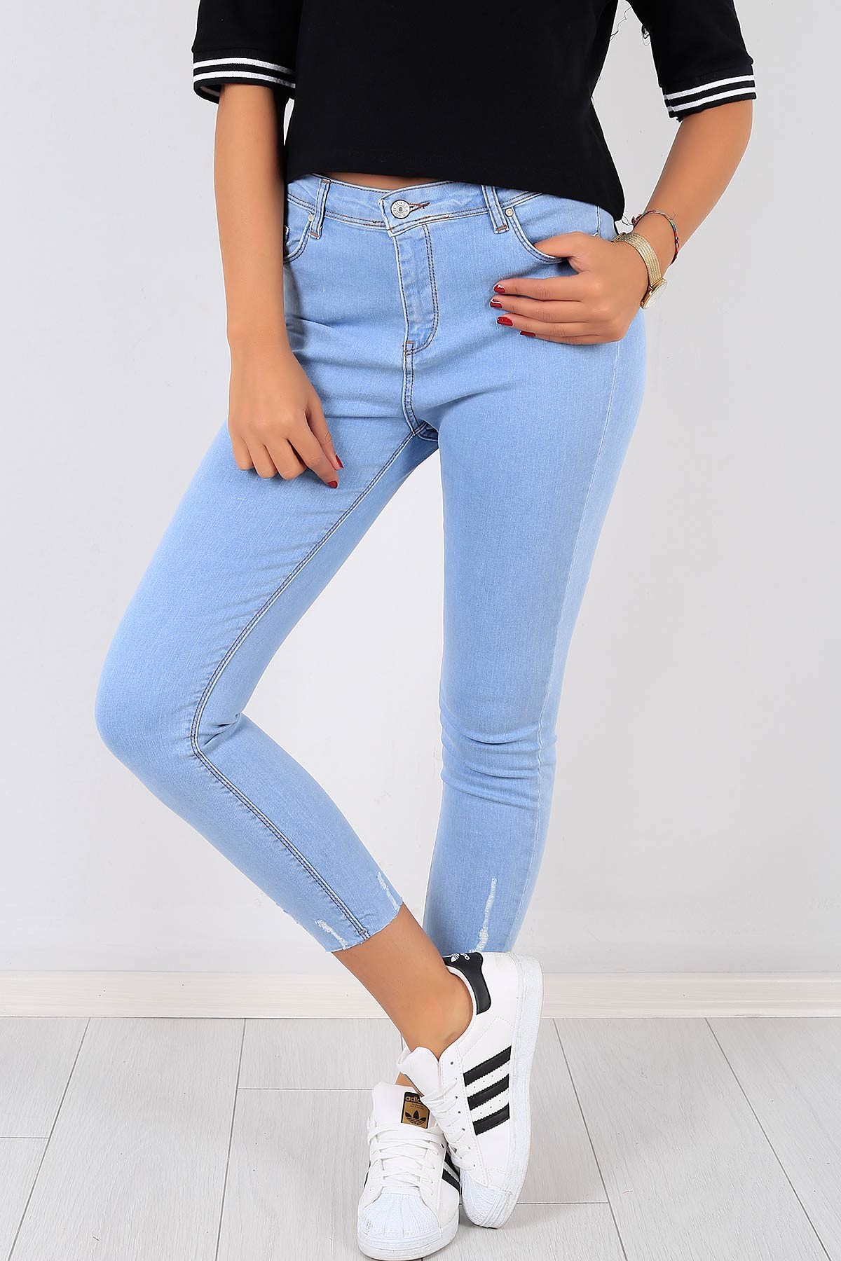 Likralı Bayan Kot Pantolon 5343B