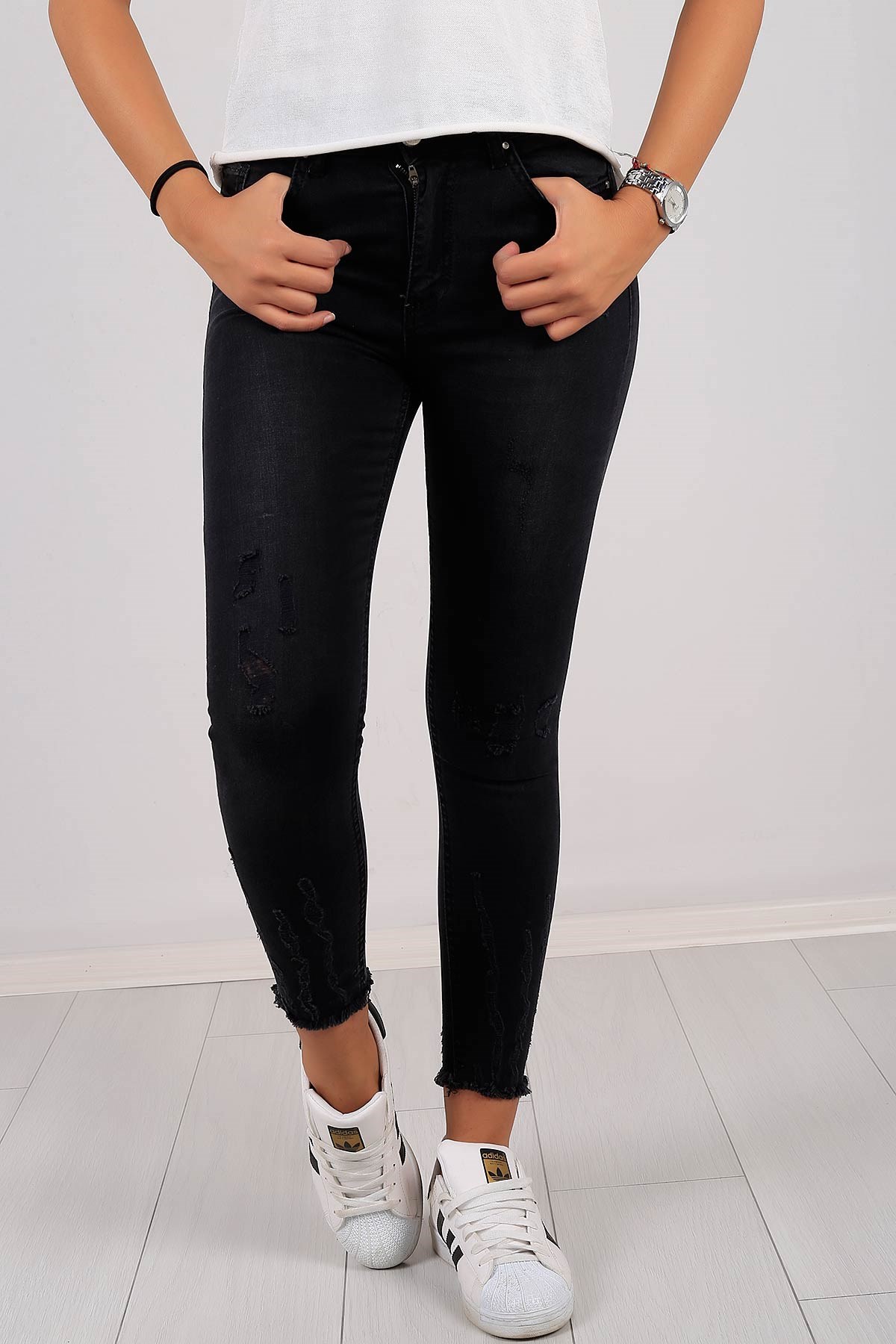 Likralı Bayan Kot Pantolon 5590B