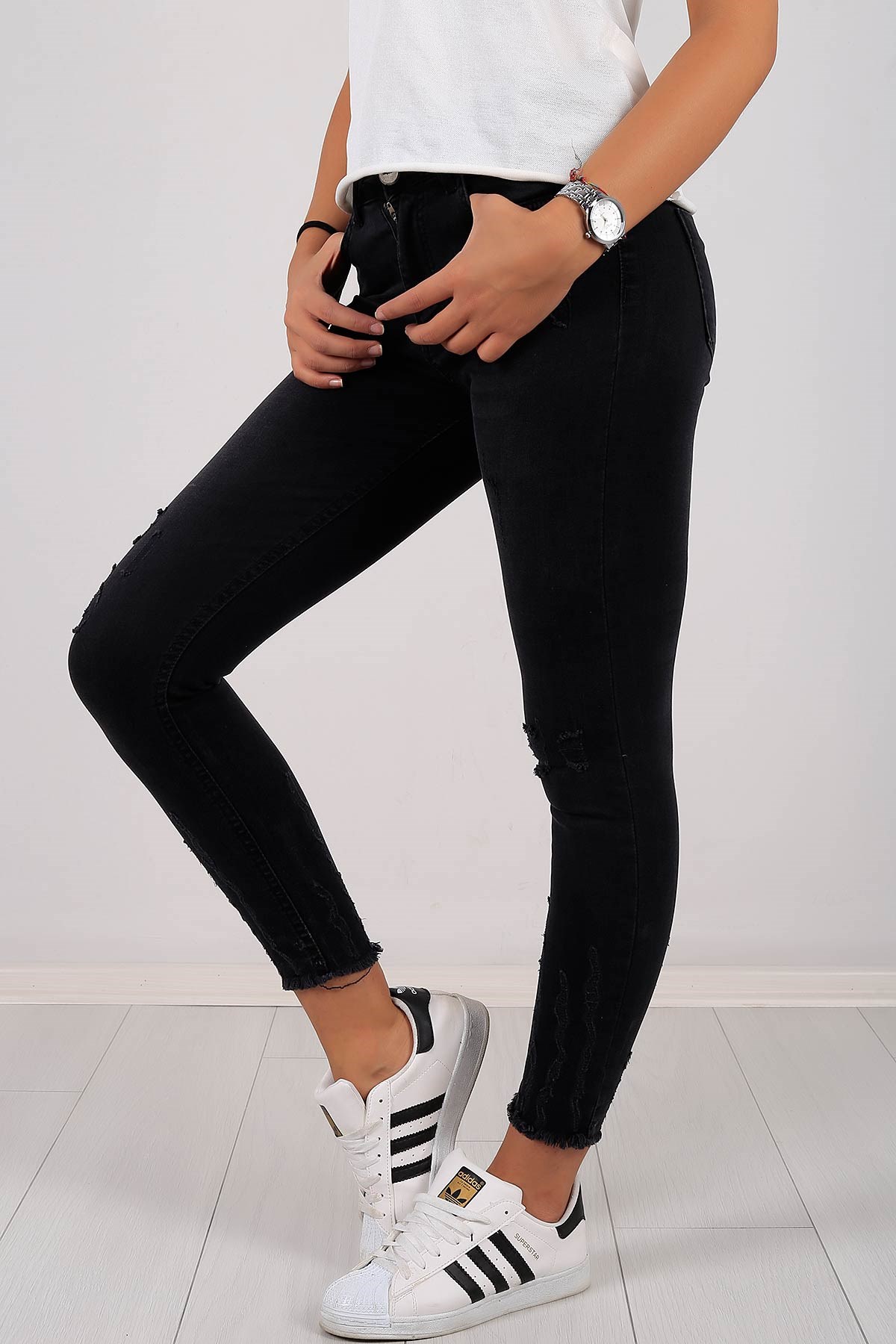 Likralı Bayan Kot Pantolon 5590B