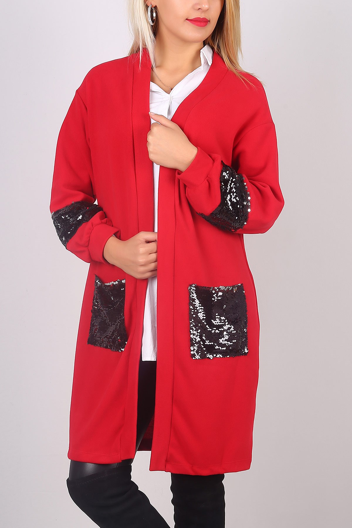 Pul Detay Bordo Hırka 4945B