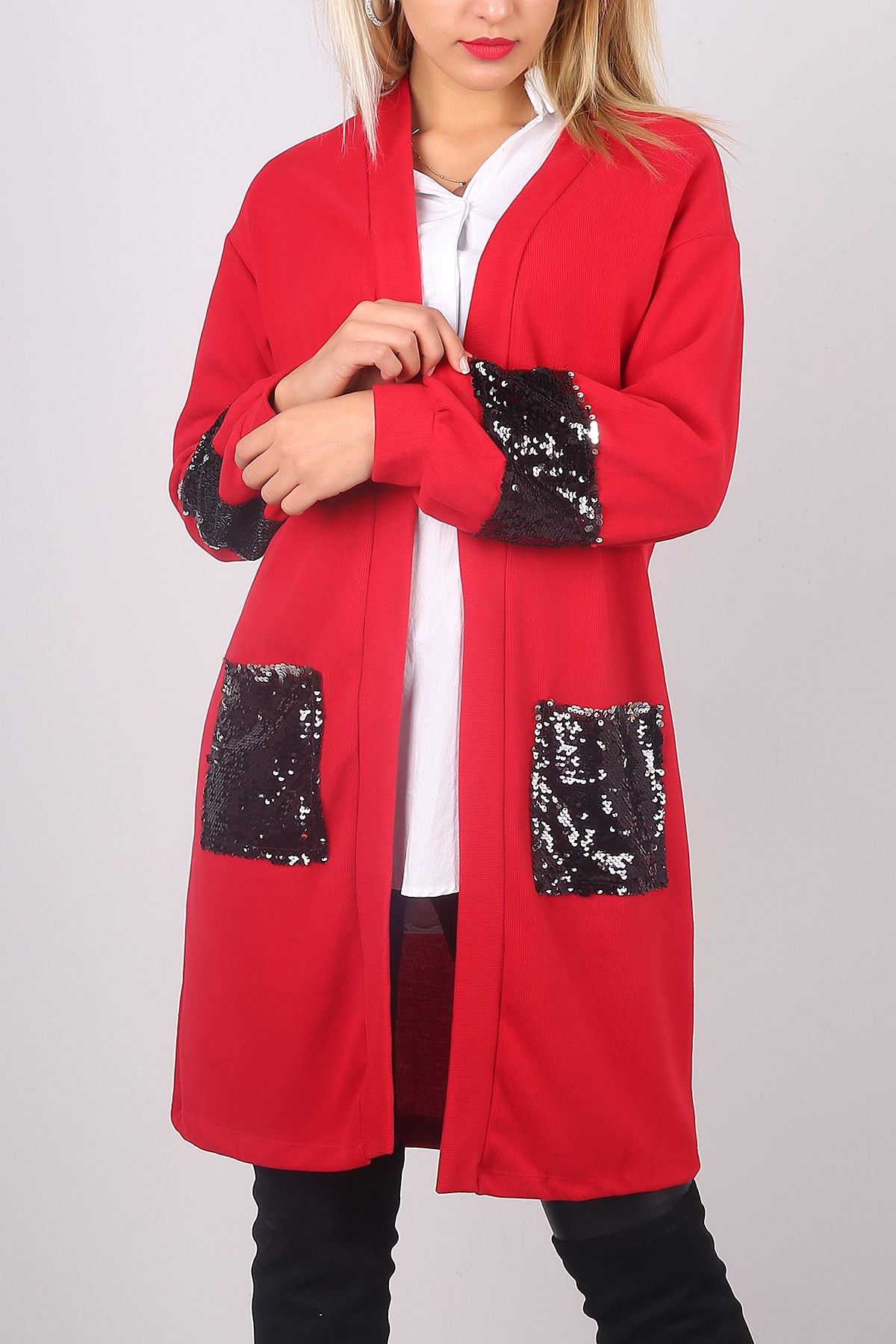 Pul Detay Bordo Hırka 4945B