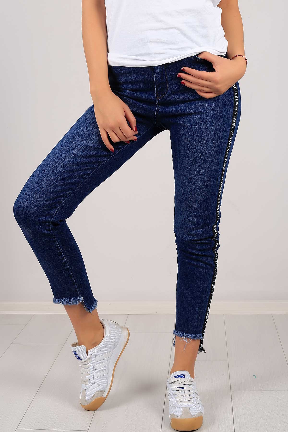 Püskül Paça Mom Bayan Kot Pantolon 6355B