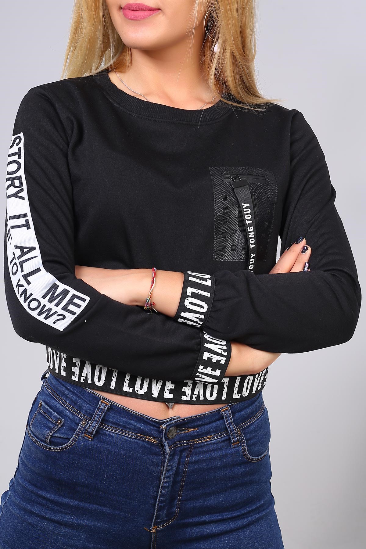 Yazı Detay Kısa Sweat 3849B