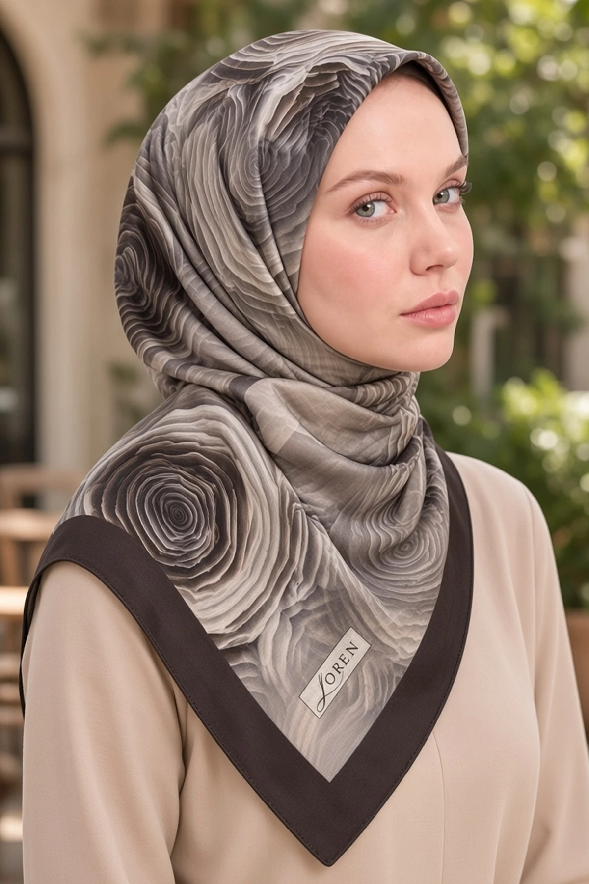 Acı Kahve 90x90 Cm Dijital Baskılı Rosetta Desen Soft Eşarp 498593