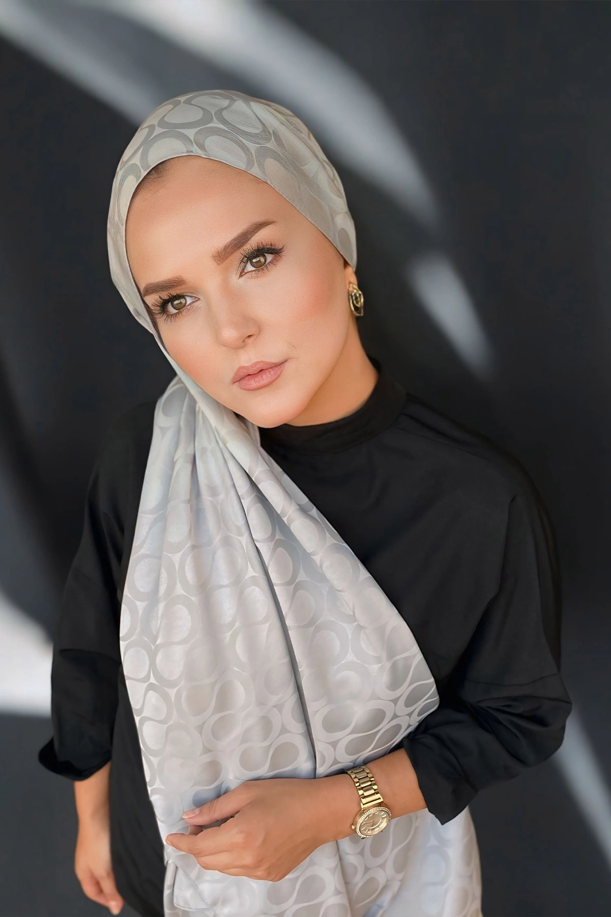 Açık Gri 180x70 Jakar İpeksi Bloom Desen Şal 298202