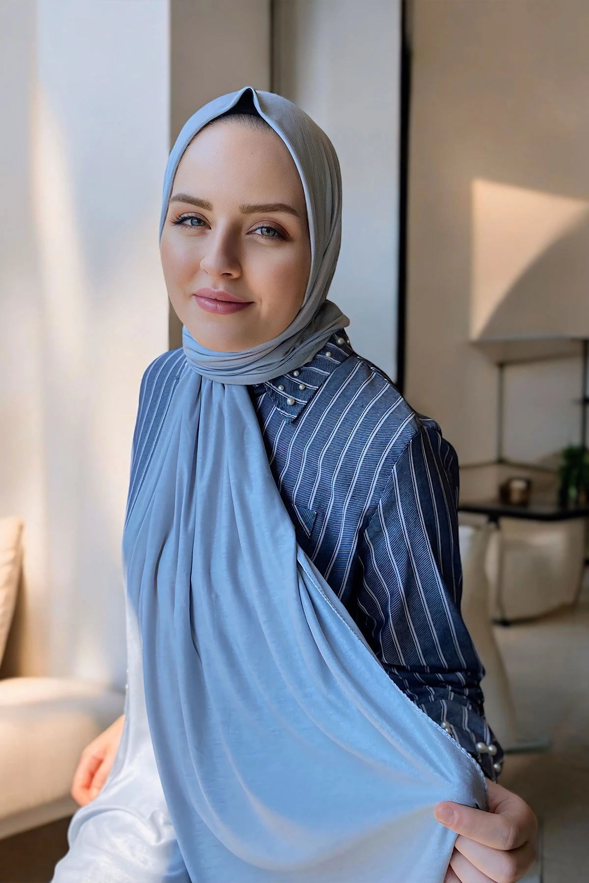 Açık Gri 75x190 Düz Penye Şal 287349