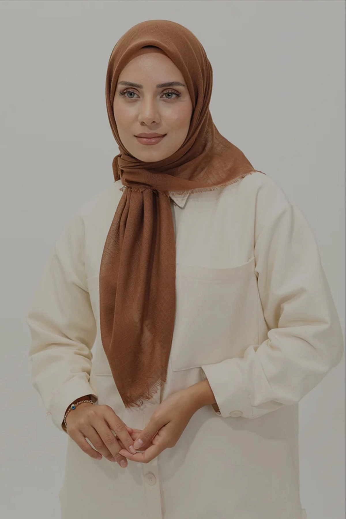 Açık Kahve 90x90 Cm Düz Flamlı Eşarp 460191