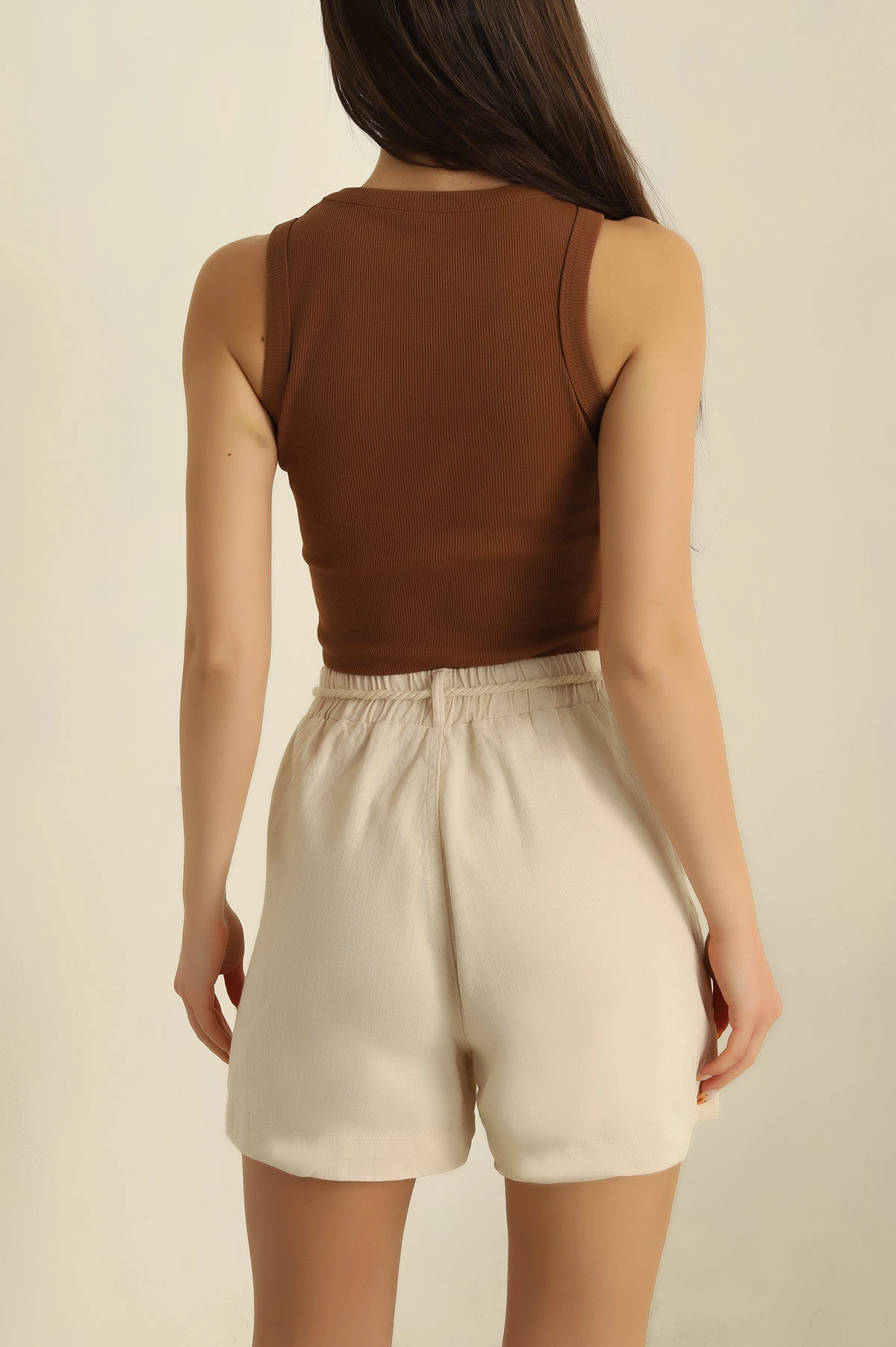Açık Kahve Fitilli Likralı Atlet 267834