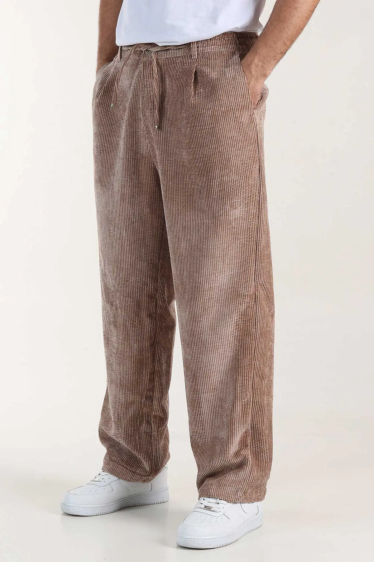 Açık Kahve Kadife Kumaş Baggy Erkek Pantolon 409150