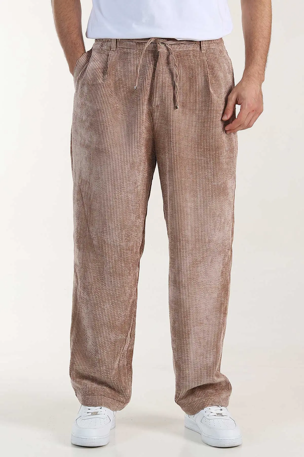 Açık Kahve Kadife Kumaş Baggy Erkek Pantolon 409150