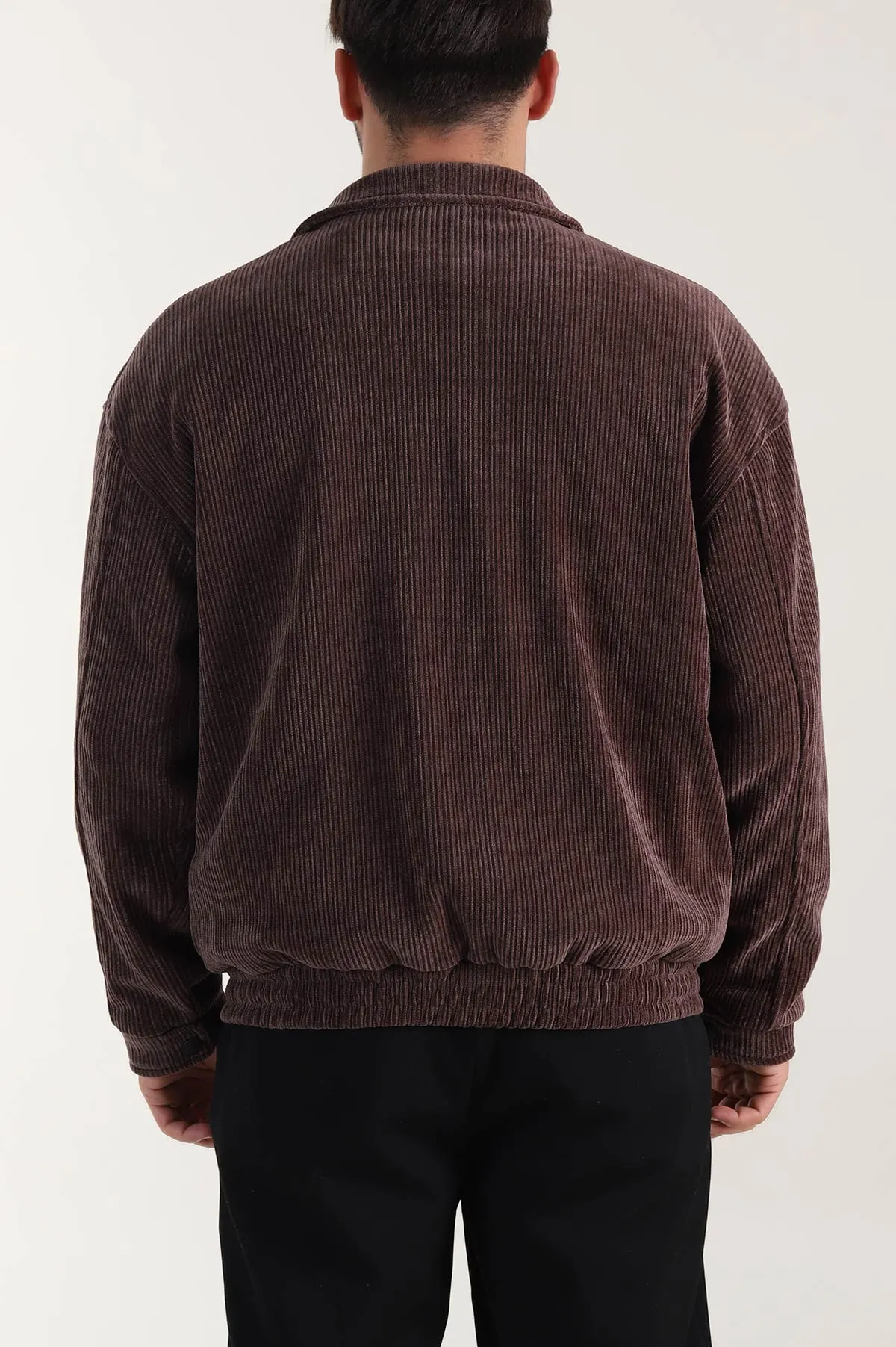 Açık Kahve Relaxed Fit Fitilli Dokulu İçi Astarlı Erkek Mont 409640