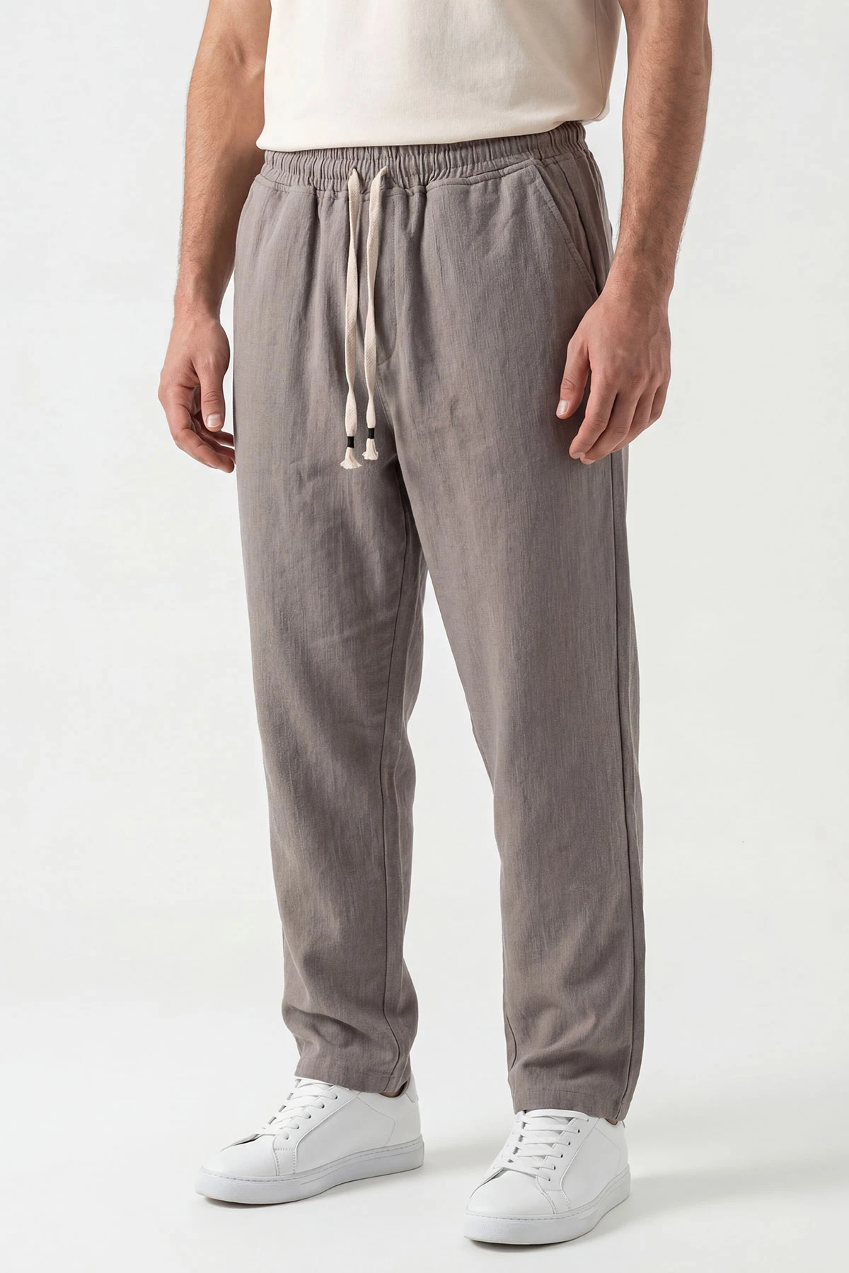 Açık Kahve Yeni Sezon Baggy Belden Bağlamalı Erkek Pantolon 442259