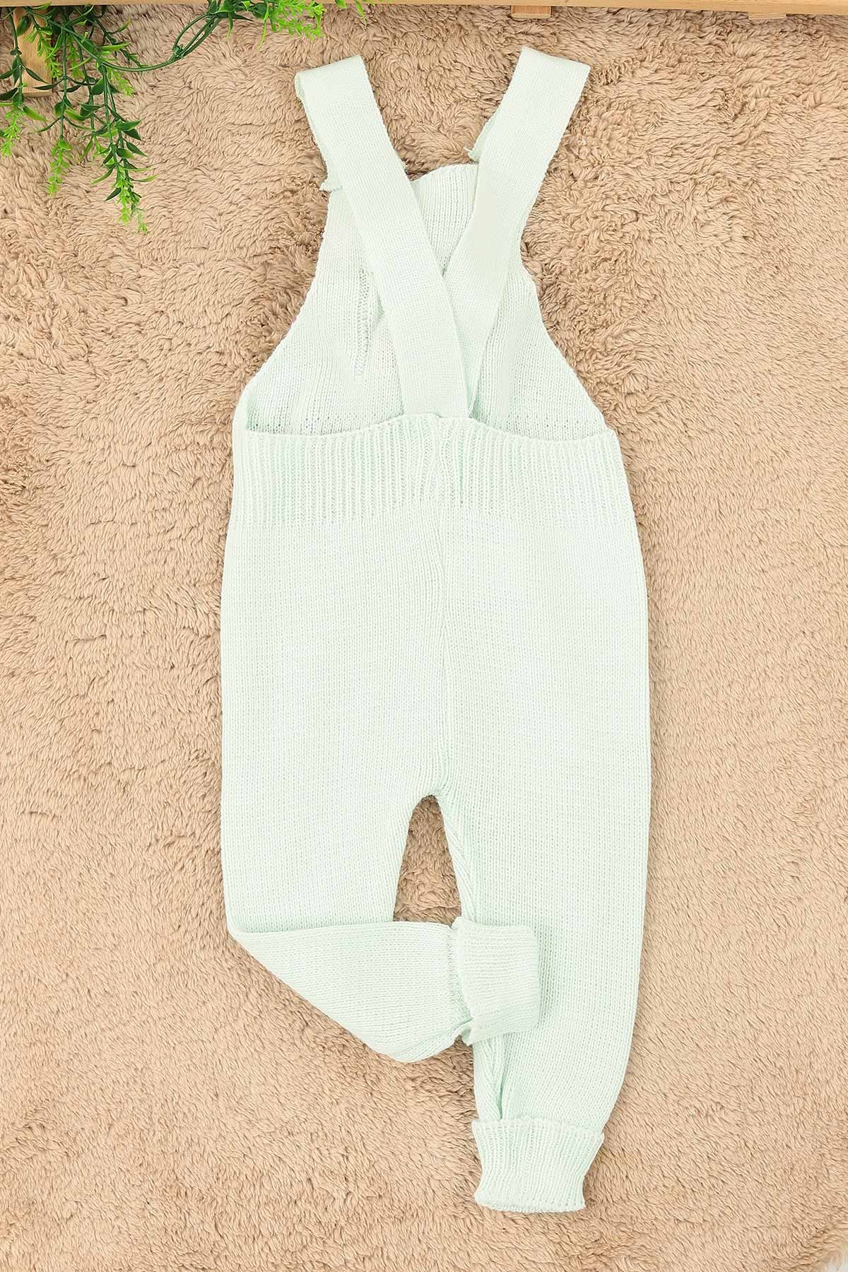 Açık Su Yeşili (1-5 yaş)Ayıcıklı Triko Kız Çocuk Salopet Tulum 158340