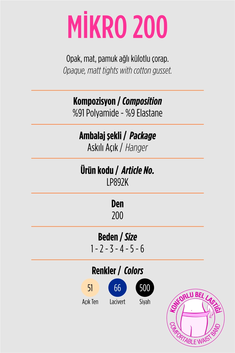 Açık Ten - 51 Penti Mikro 200 Den (Büyük Beden) Kadın Külotlu Çorap 420938