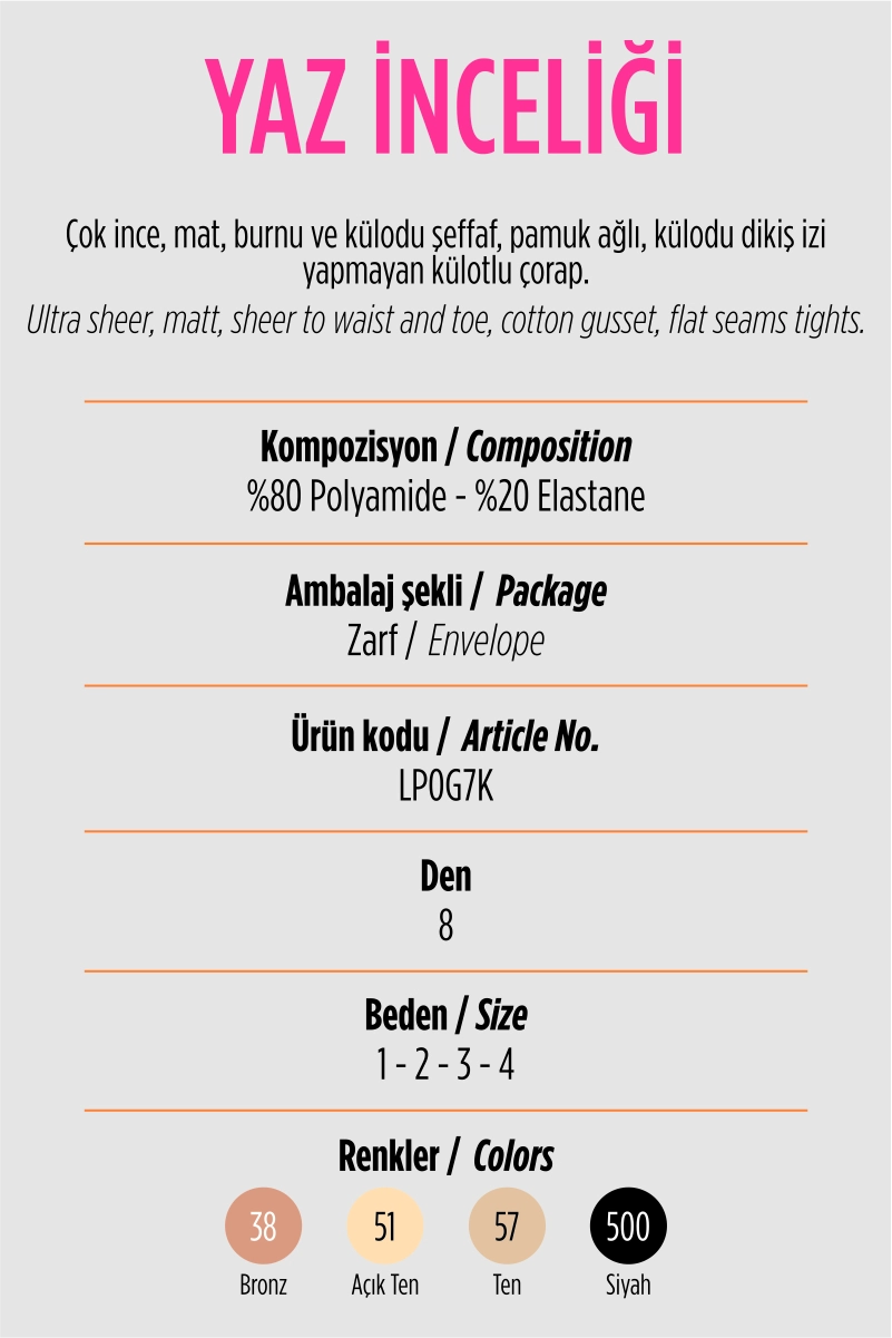 Açık Ten-51 Penti Yaz İnceliği 8 Den Kadın Külotlu Çorap 420744