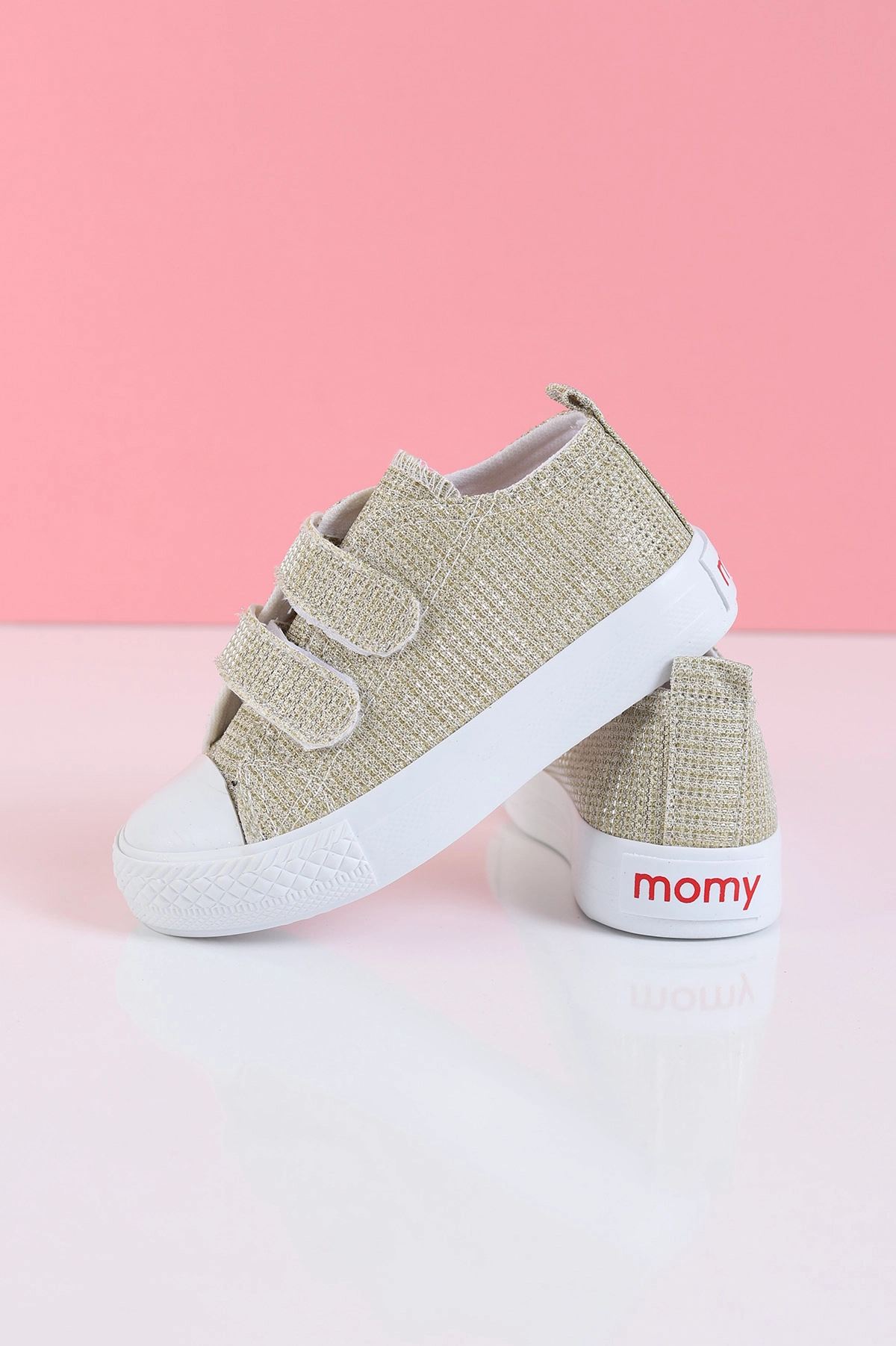 Altın (26-30 Patik) Pullu Keten Çift Cırtlı Unisex Çocuk Ayakkabı 276150